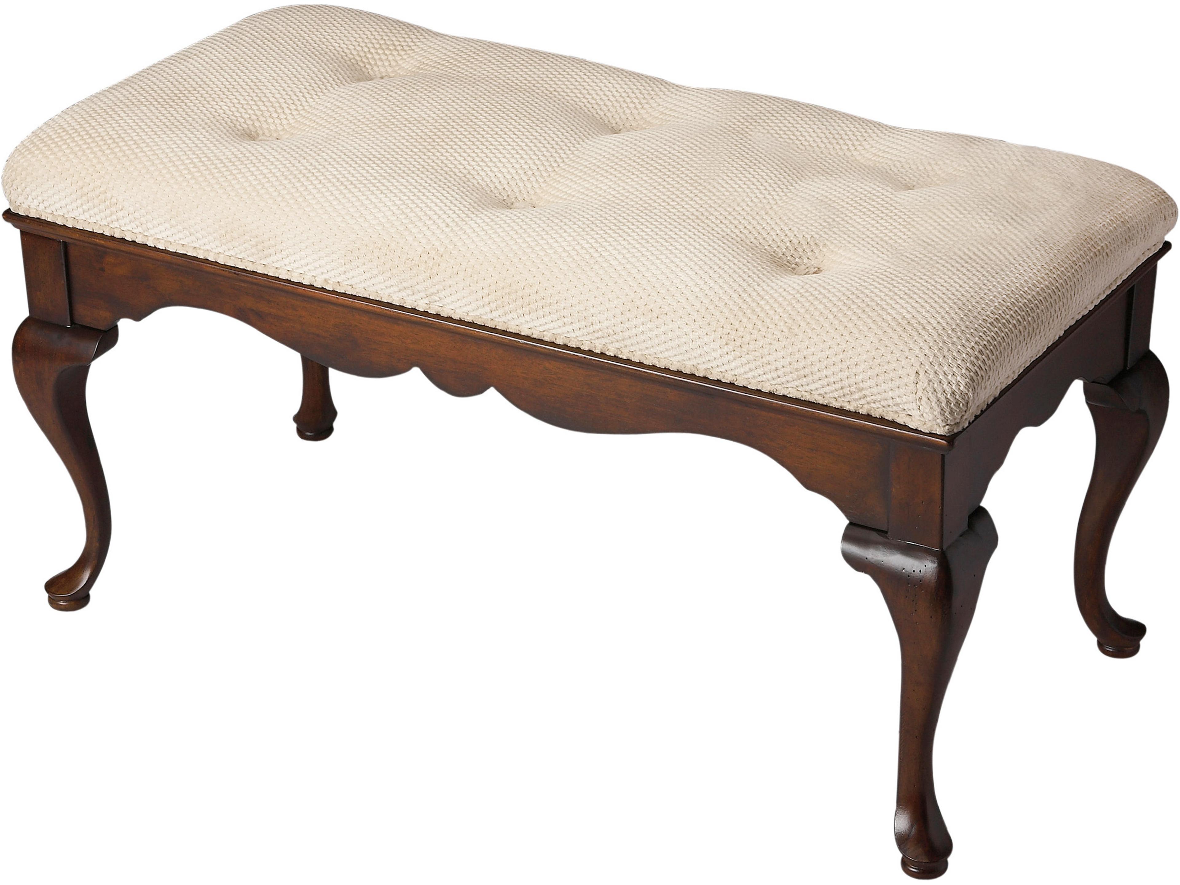 Grace Cherry Brown Upholstered Accent Bench