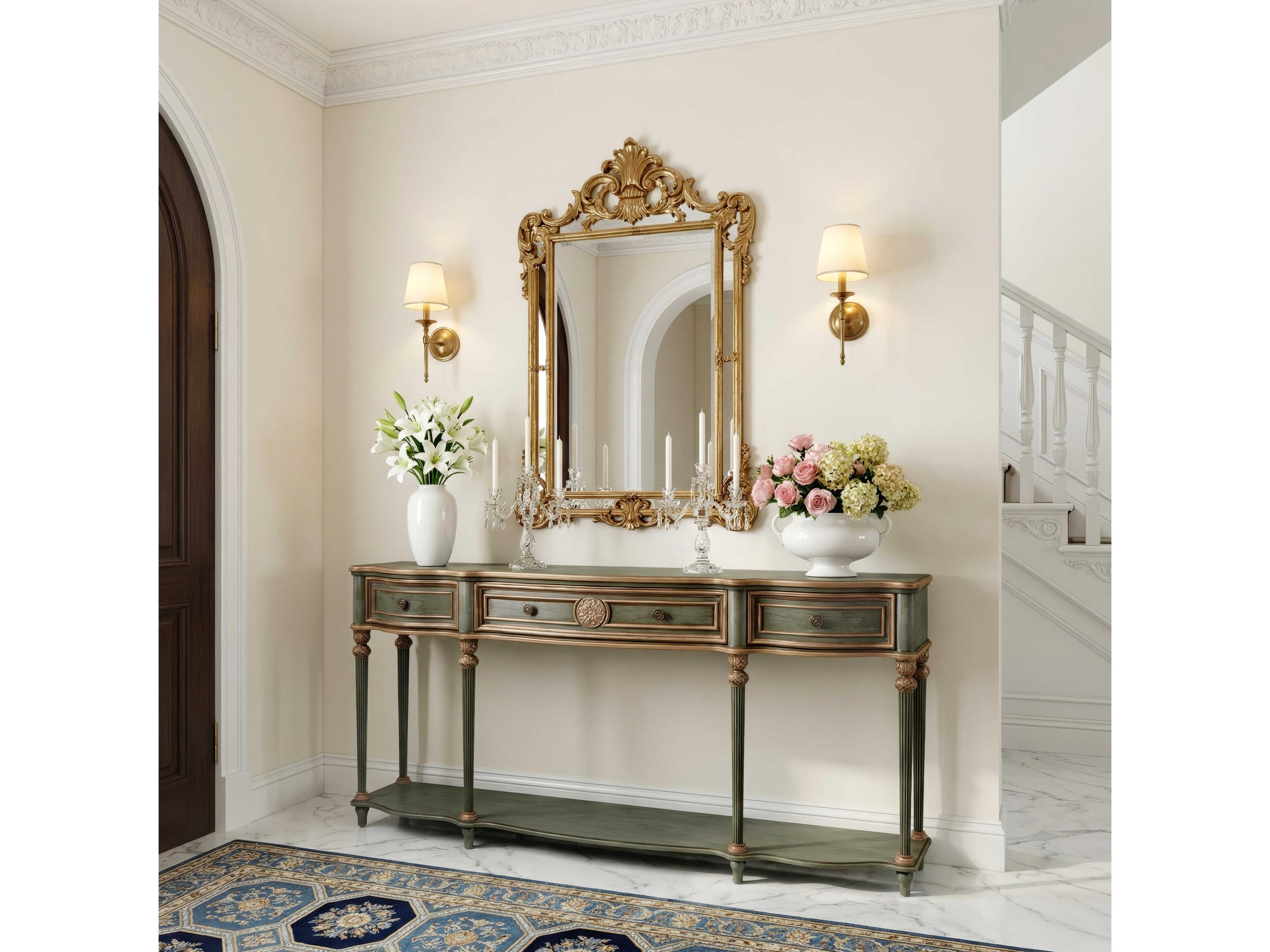 Butler Peyton Rectangular Wood Pastel Sage Green Console Table