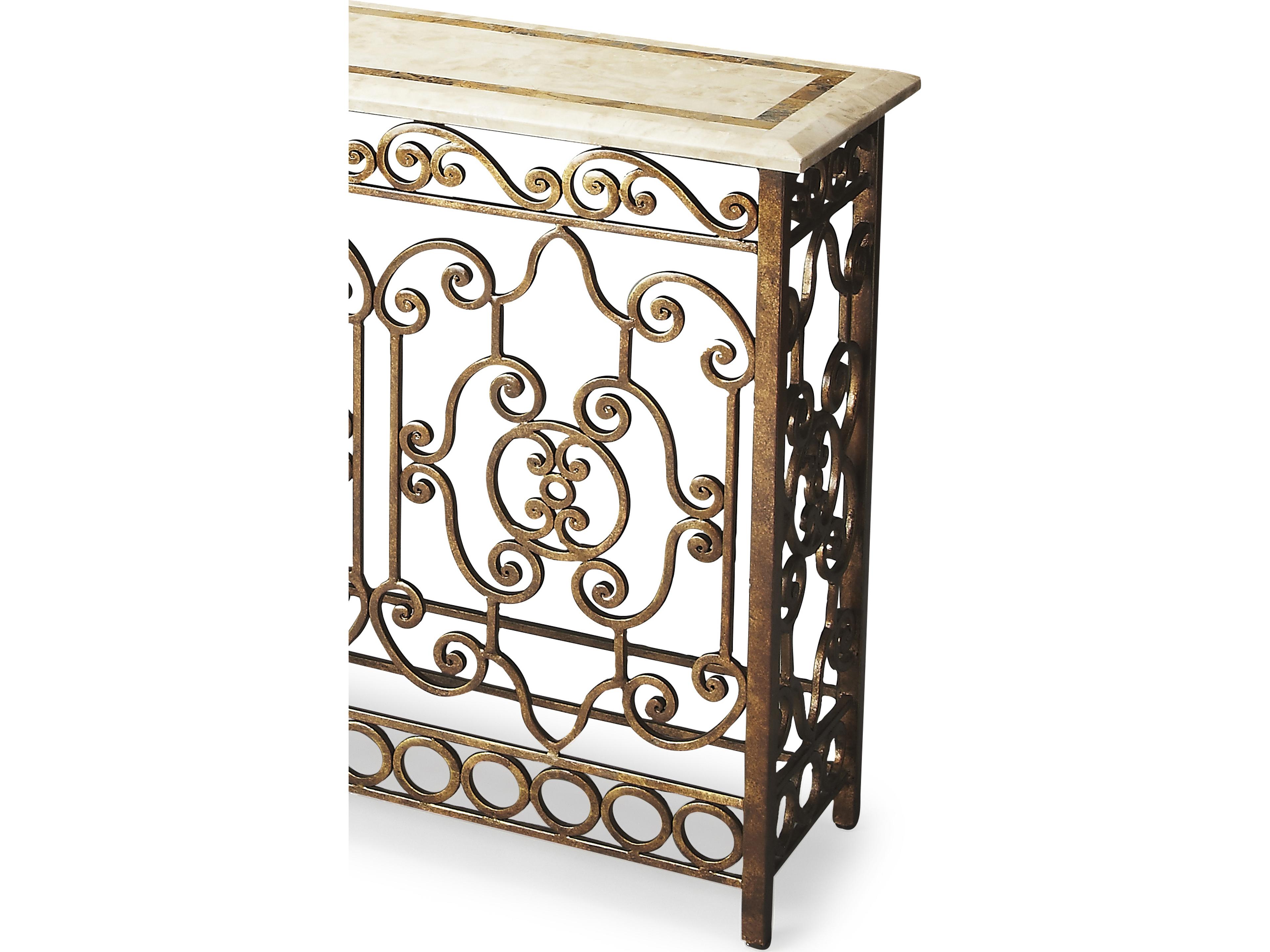 Butler Contessa Rectangular Stone Metalworks Console Table