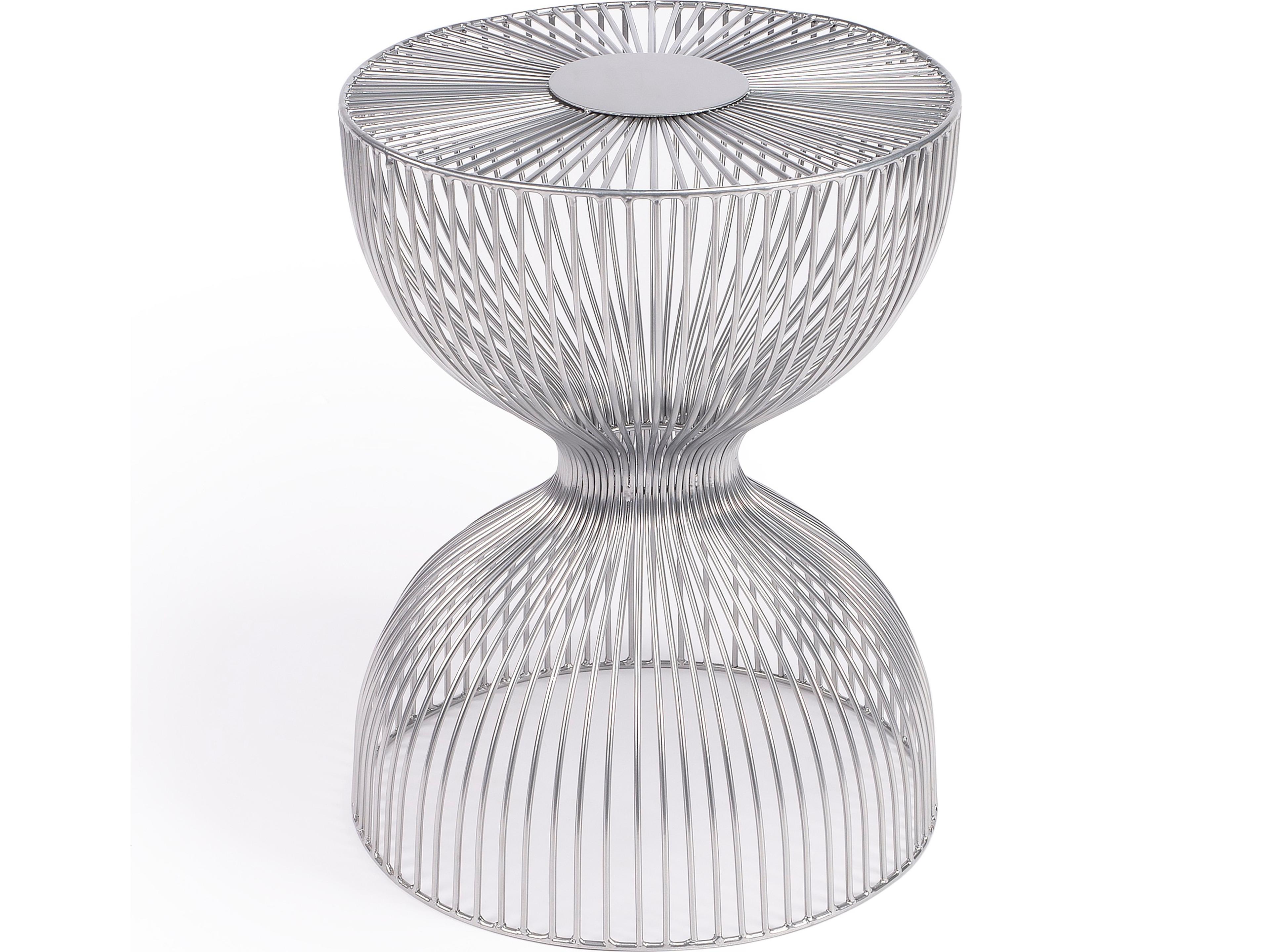 Nicholas Round Metal Nickel Plated End Table