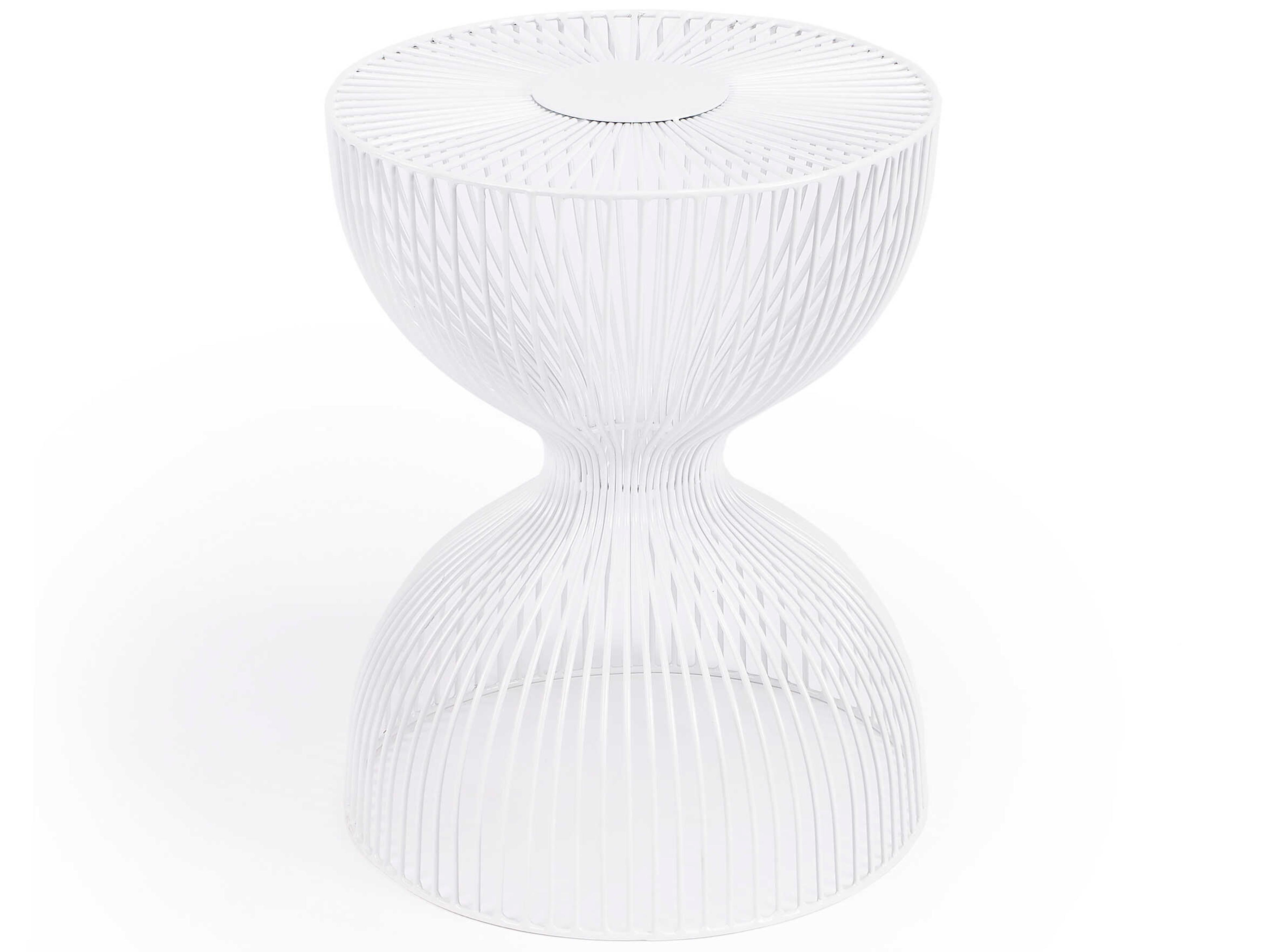 Nicholas Round Metal White End Table