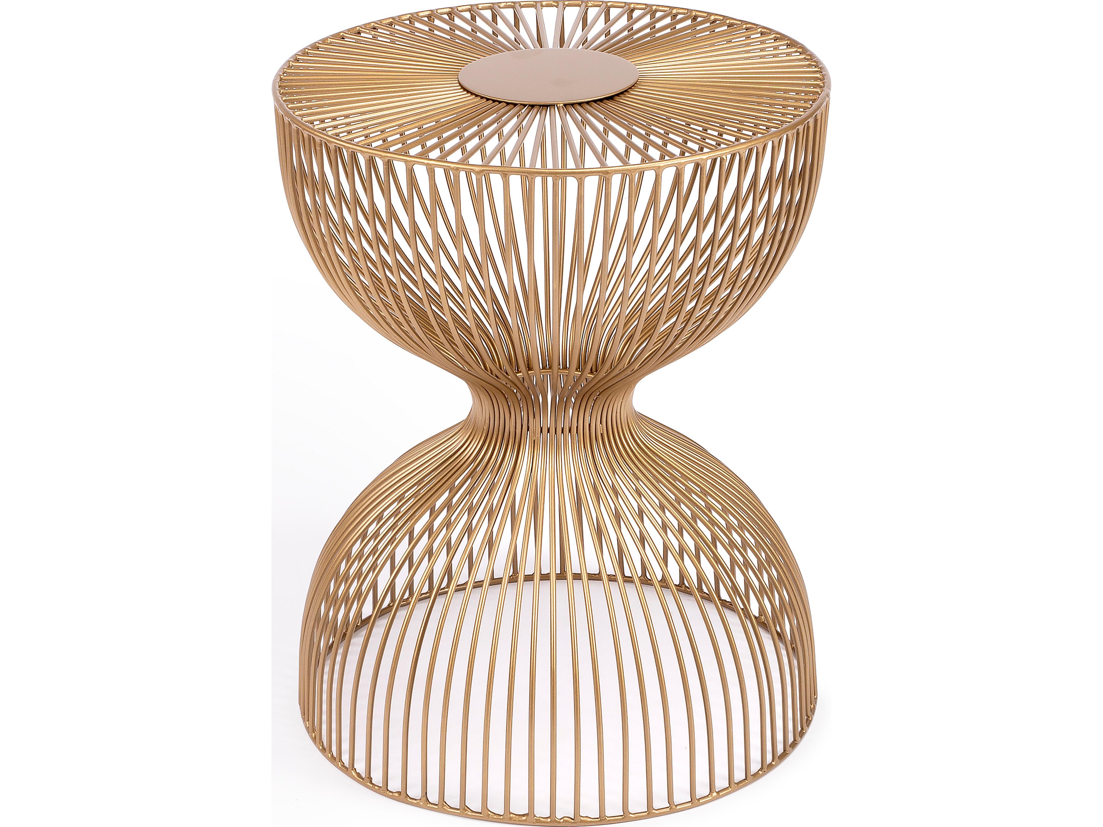 Nicholas Round Metal Polished Gold End Table