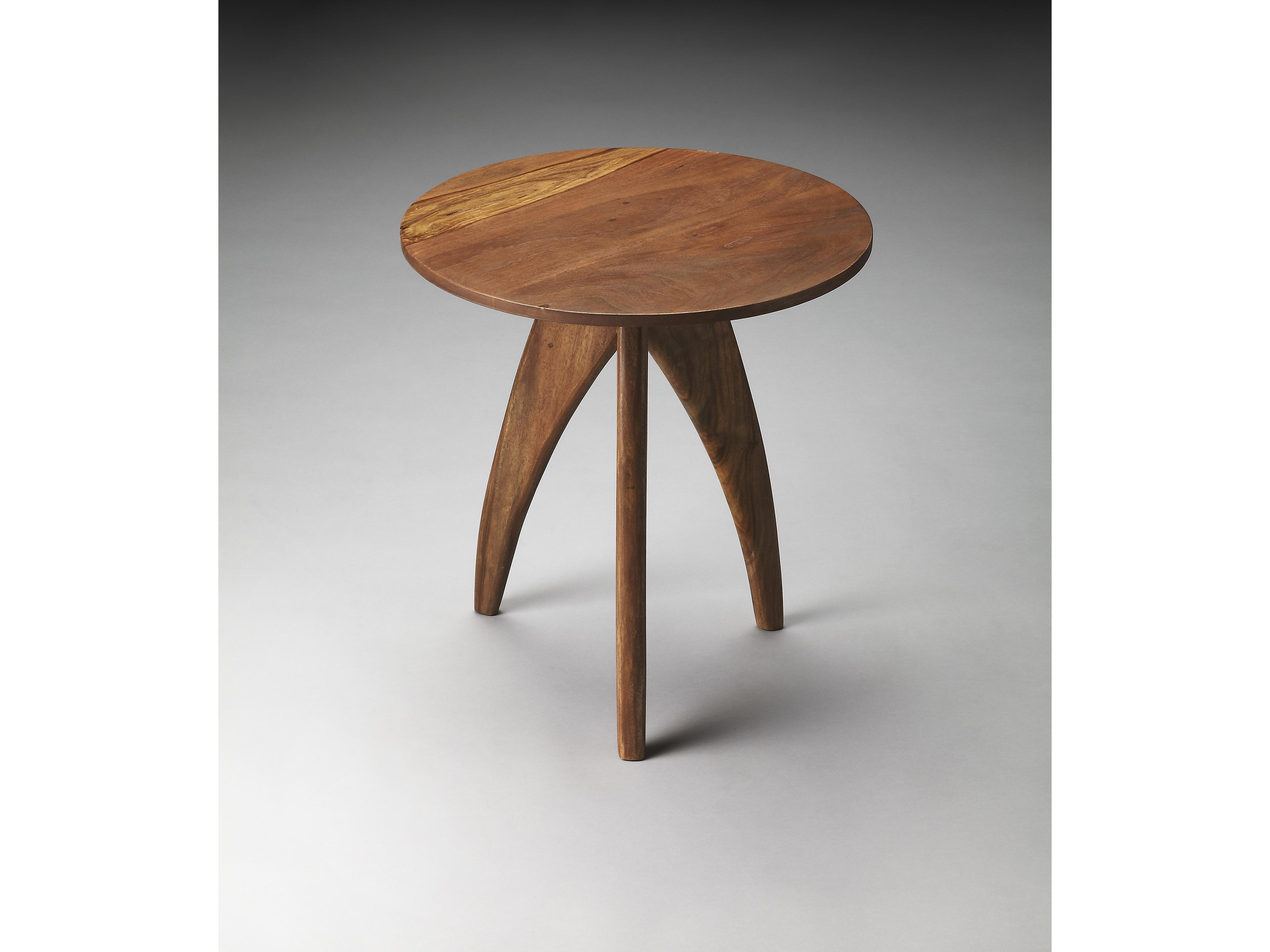Butler Lautner Round Wood Brown End Table