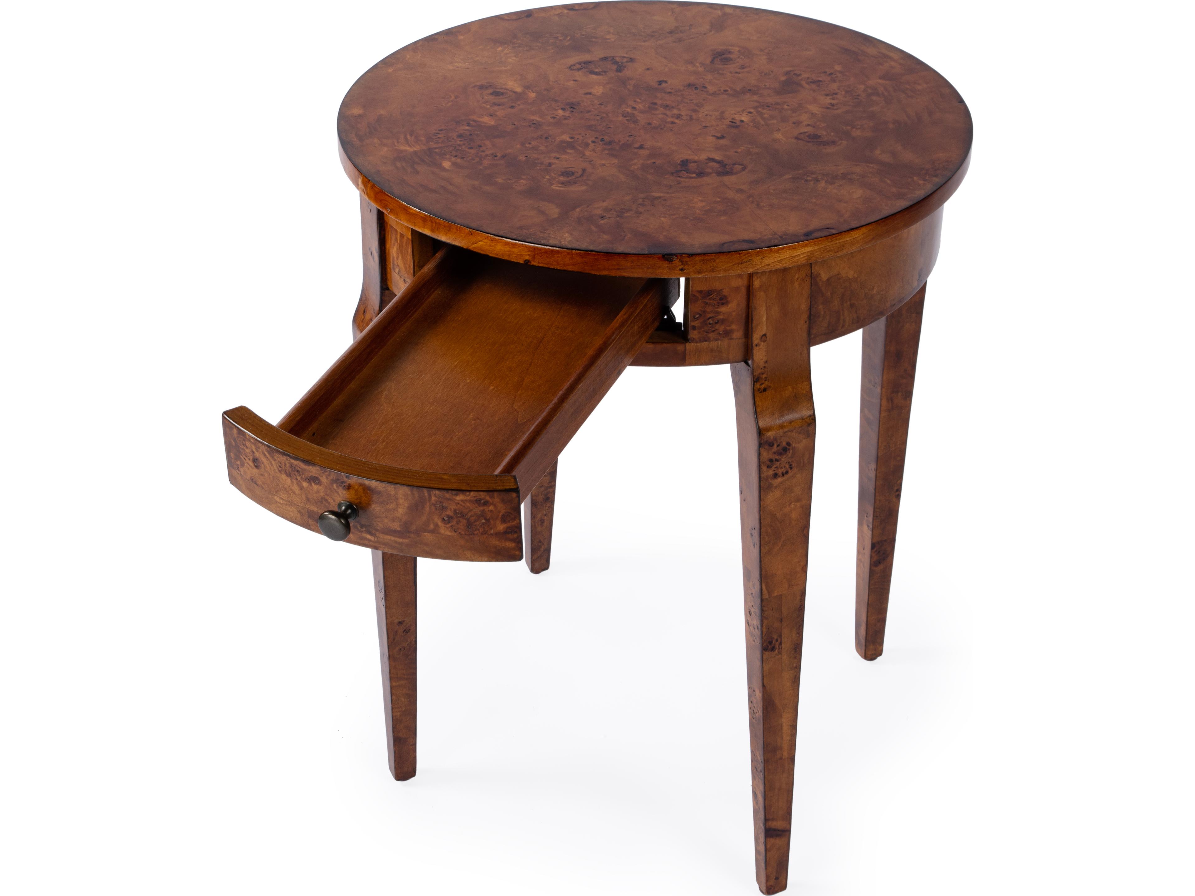 Butler Archer Round Wood Traditional Burl End Table