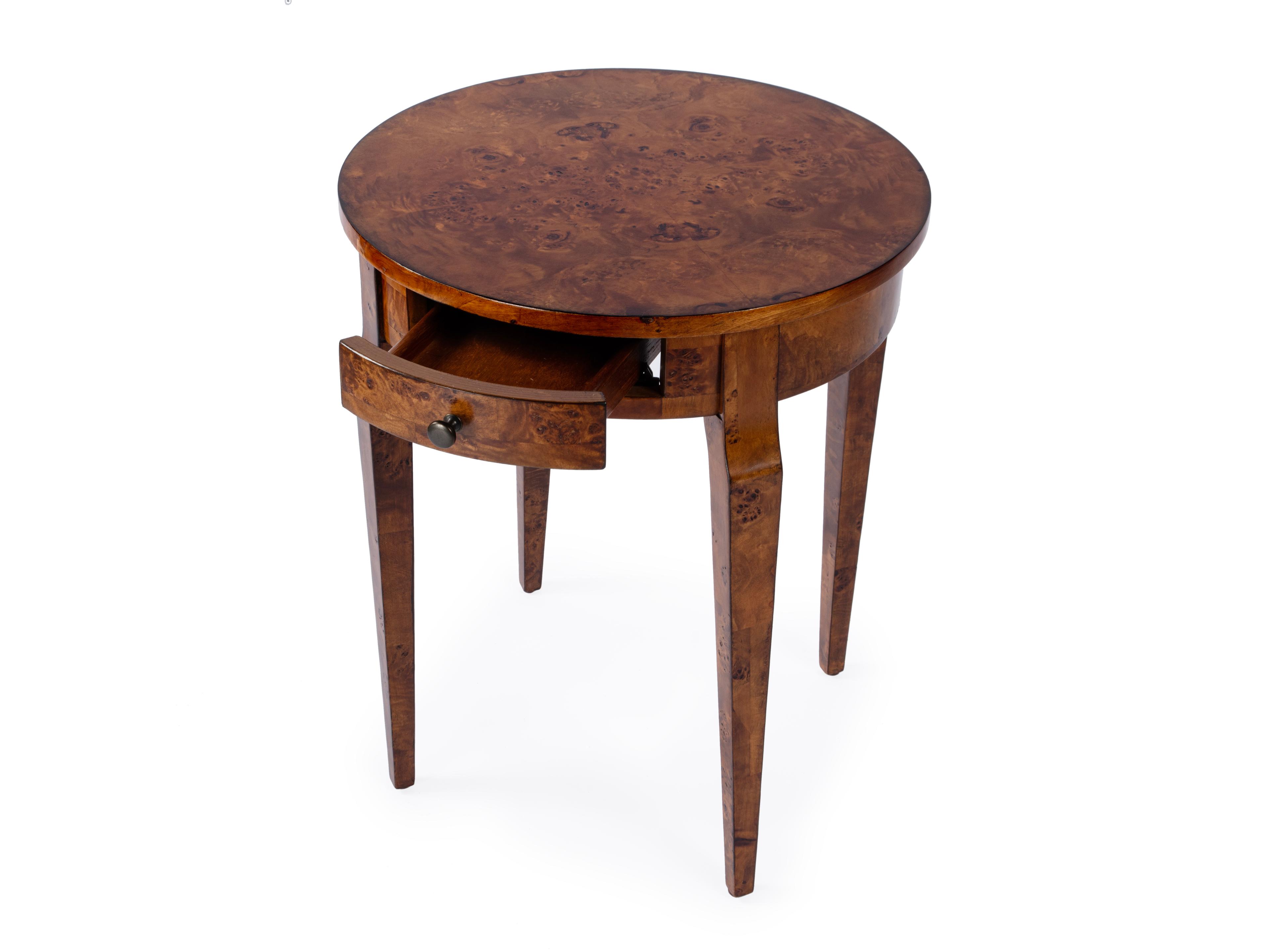 Butler Archer Round Wood Traditional Burl End Table
