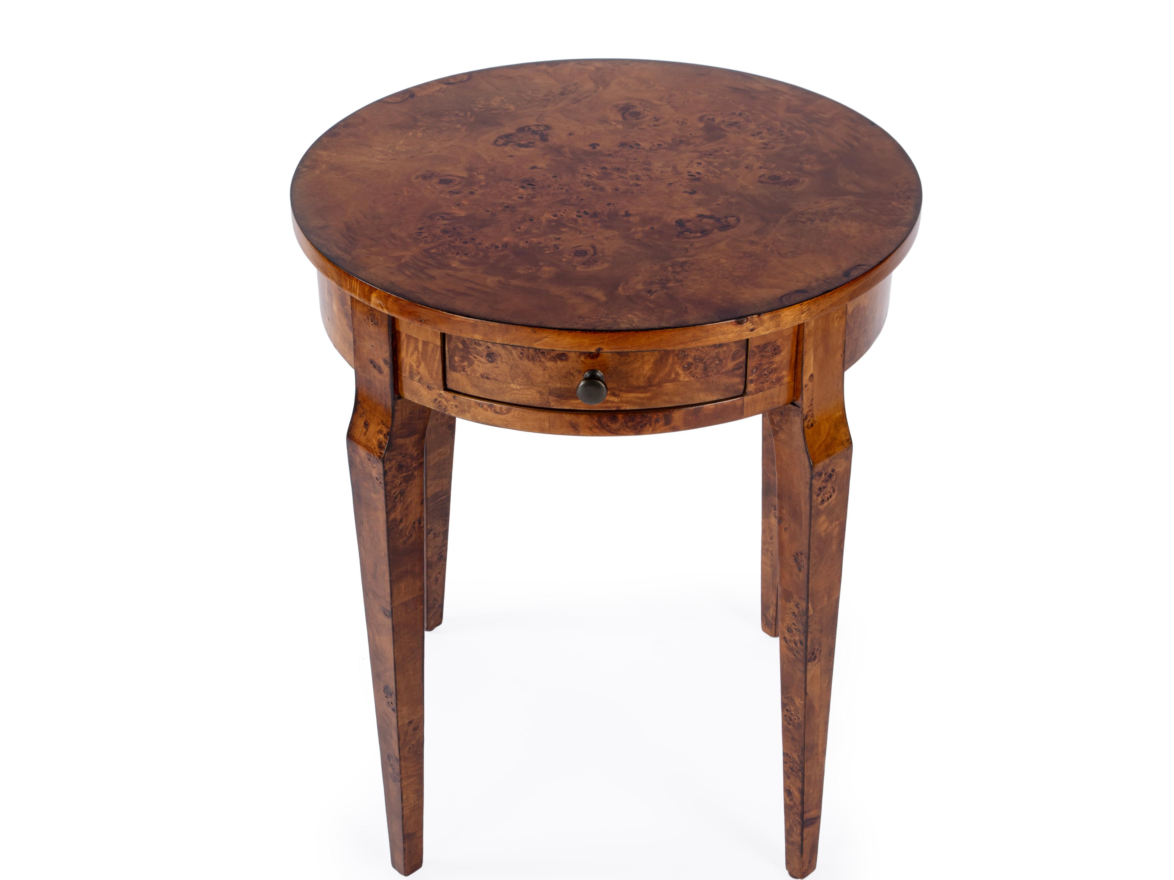 Butler Archer Round Wood Traditional Burl End Table