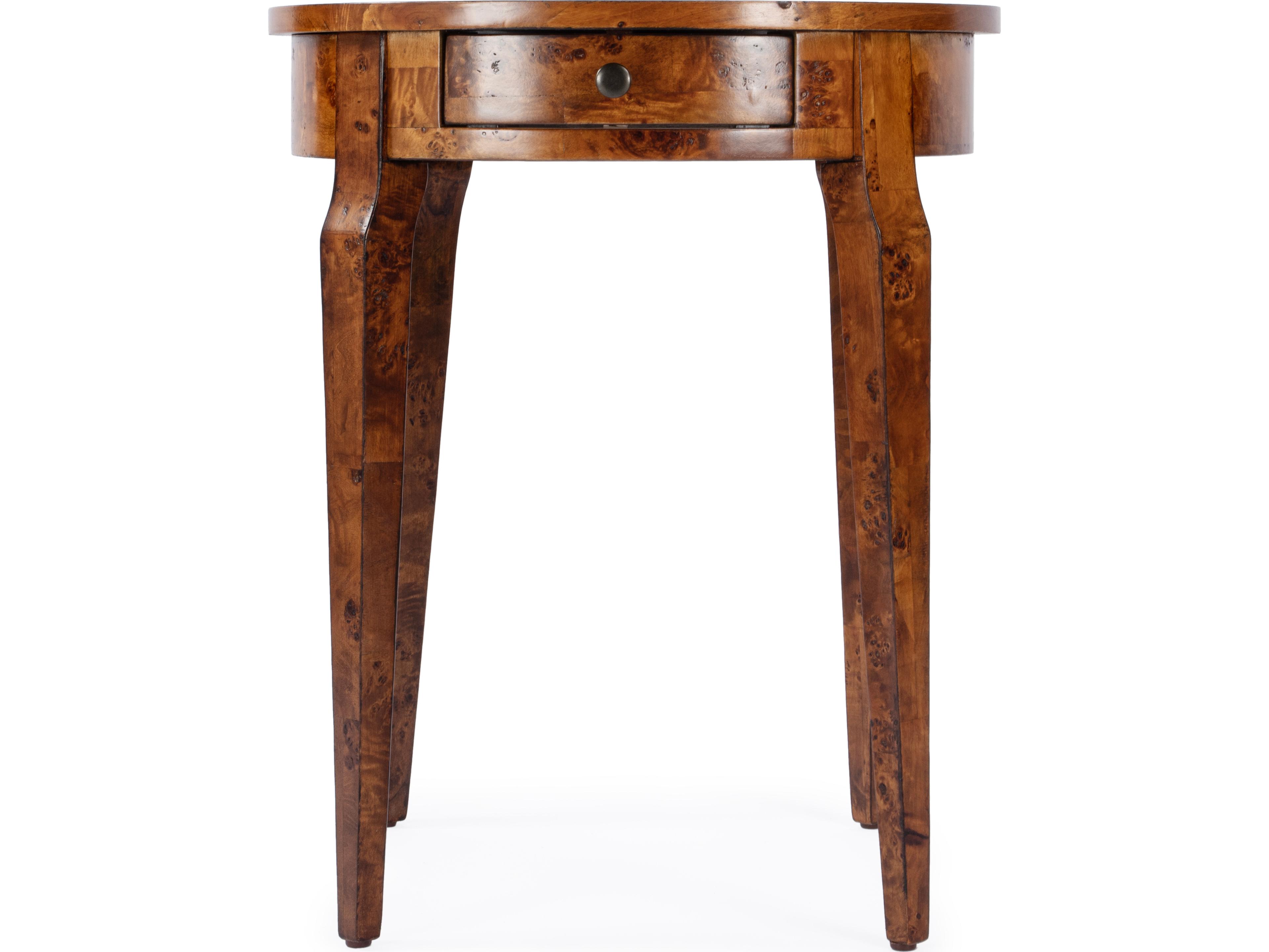 Butler Archer Round Wood Traditional Burl End Table