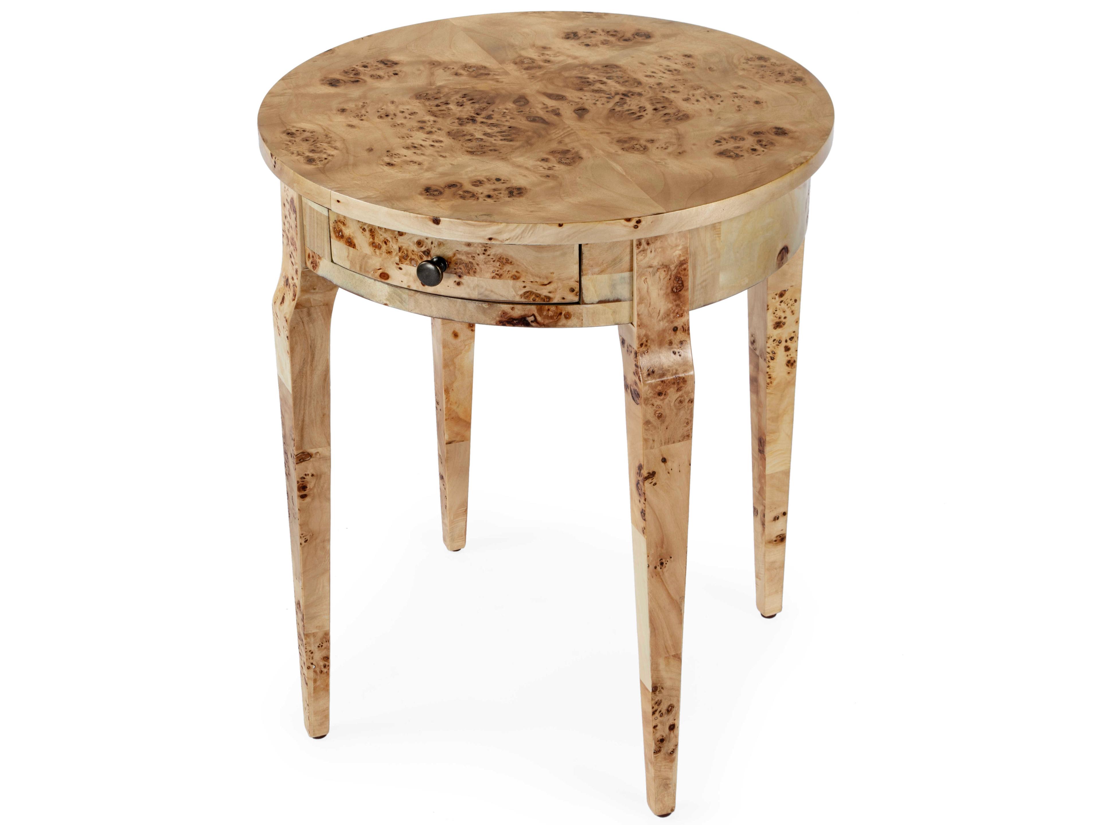Archer Round Wood Traditional Burl End Table