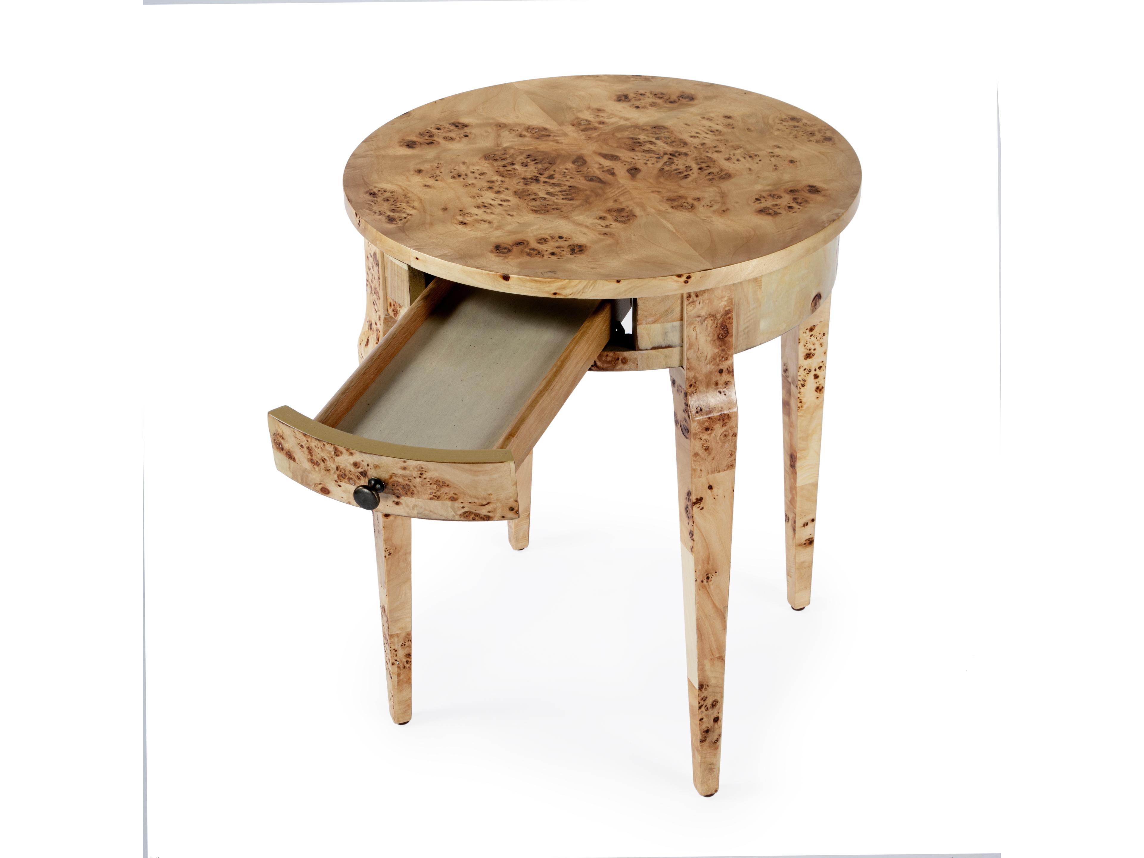 Butler Archer Round Wood Traditional Burl End Table