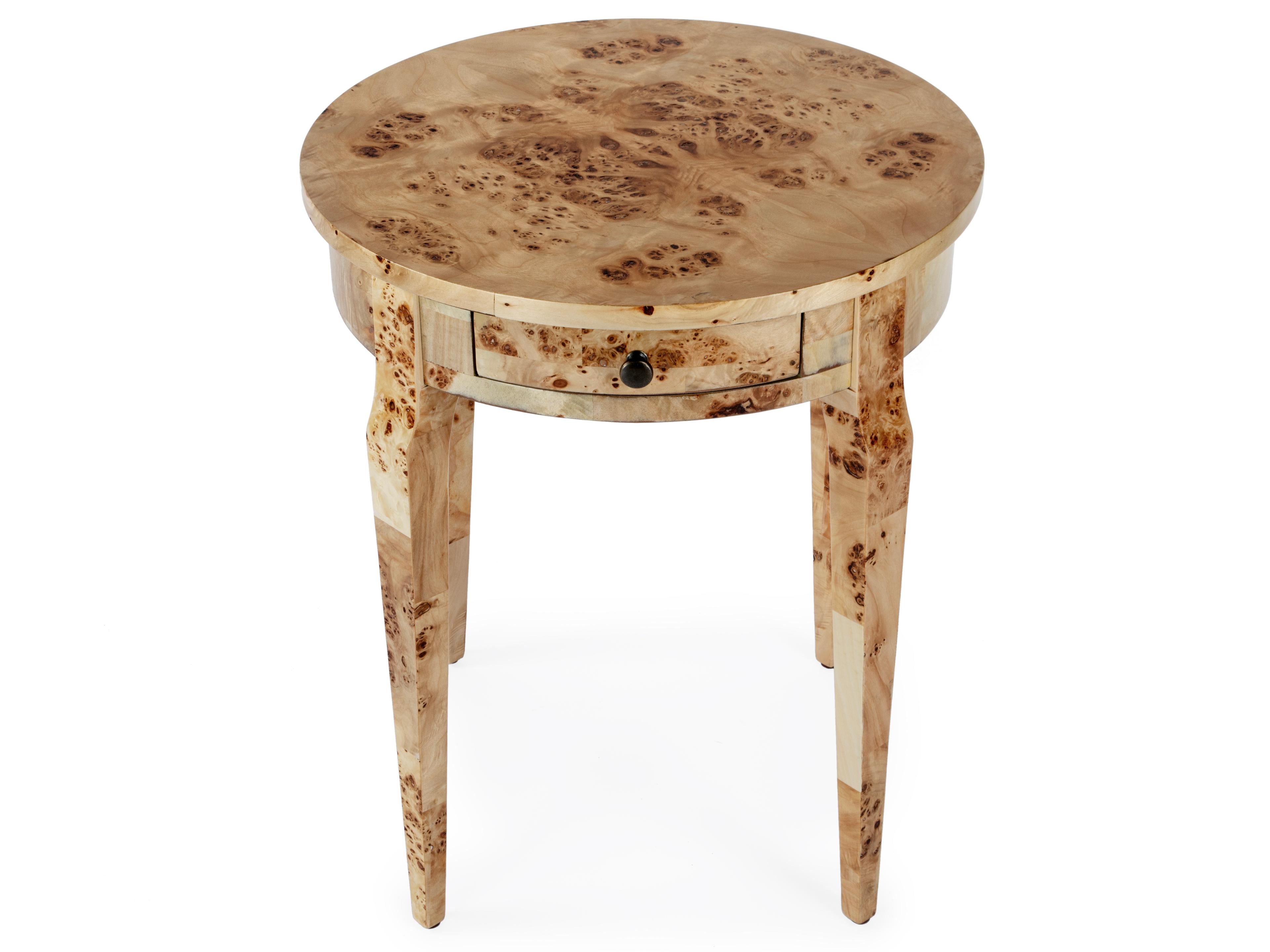 Butler Archer Round Wood Traditional Burl End Table