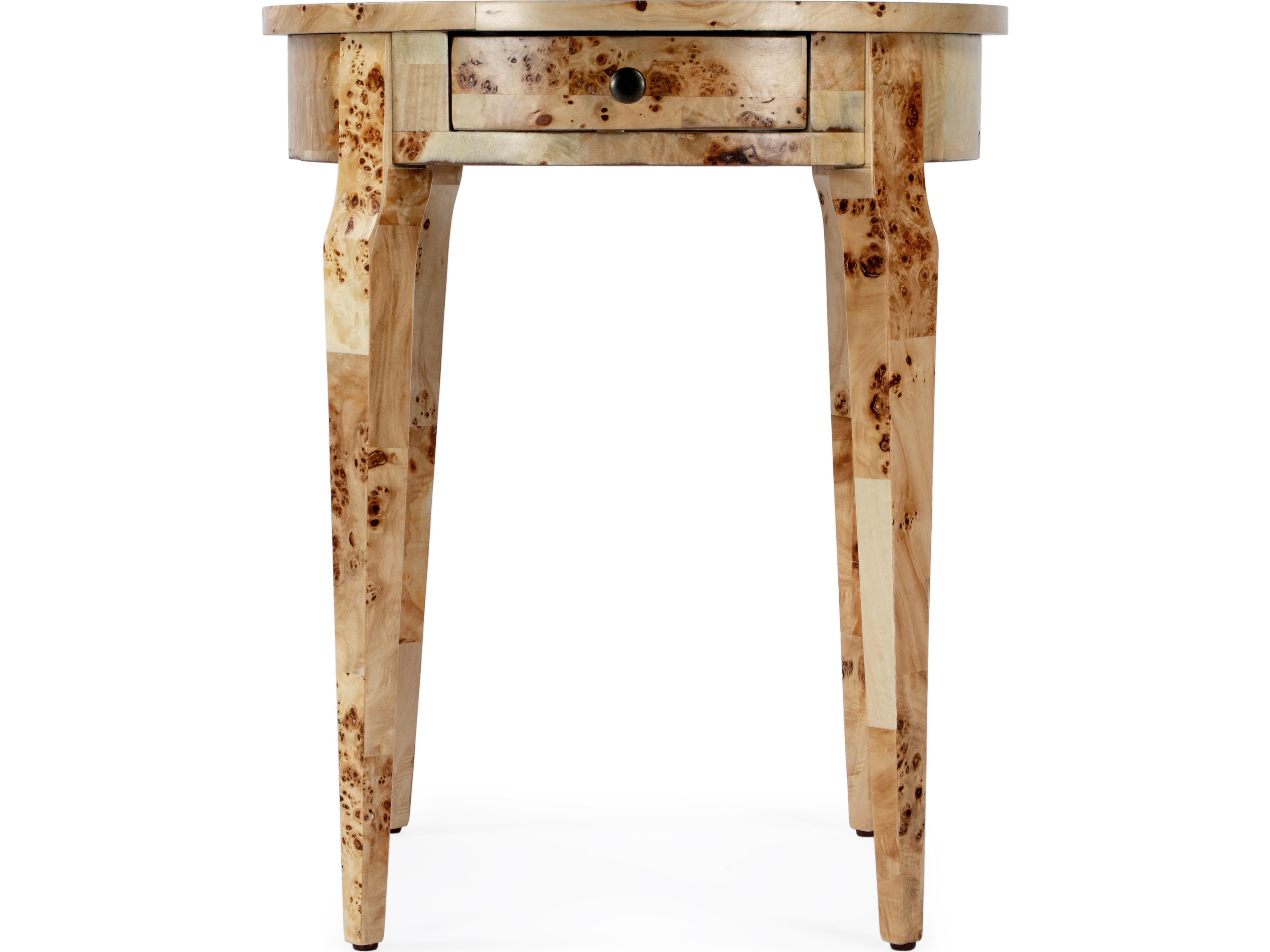 Butler Archer Round Wood Traditional Burl End Table