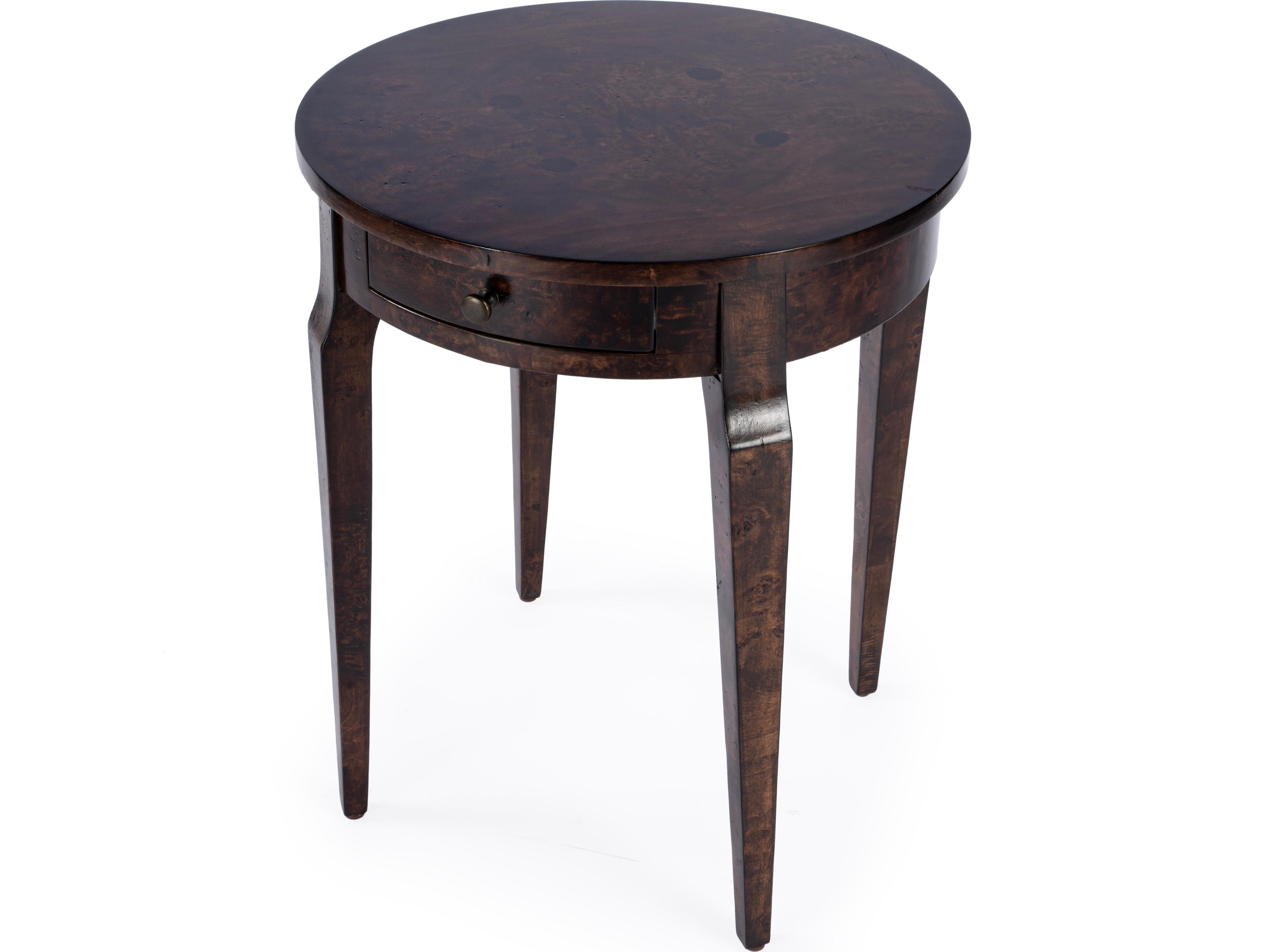 Archer Round Wood Dark Burl End Table