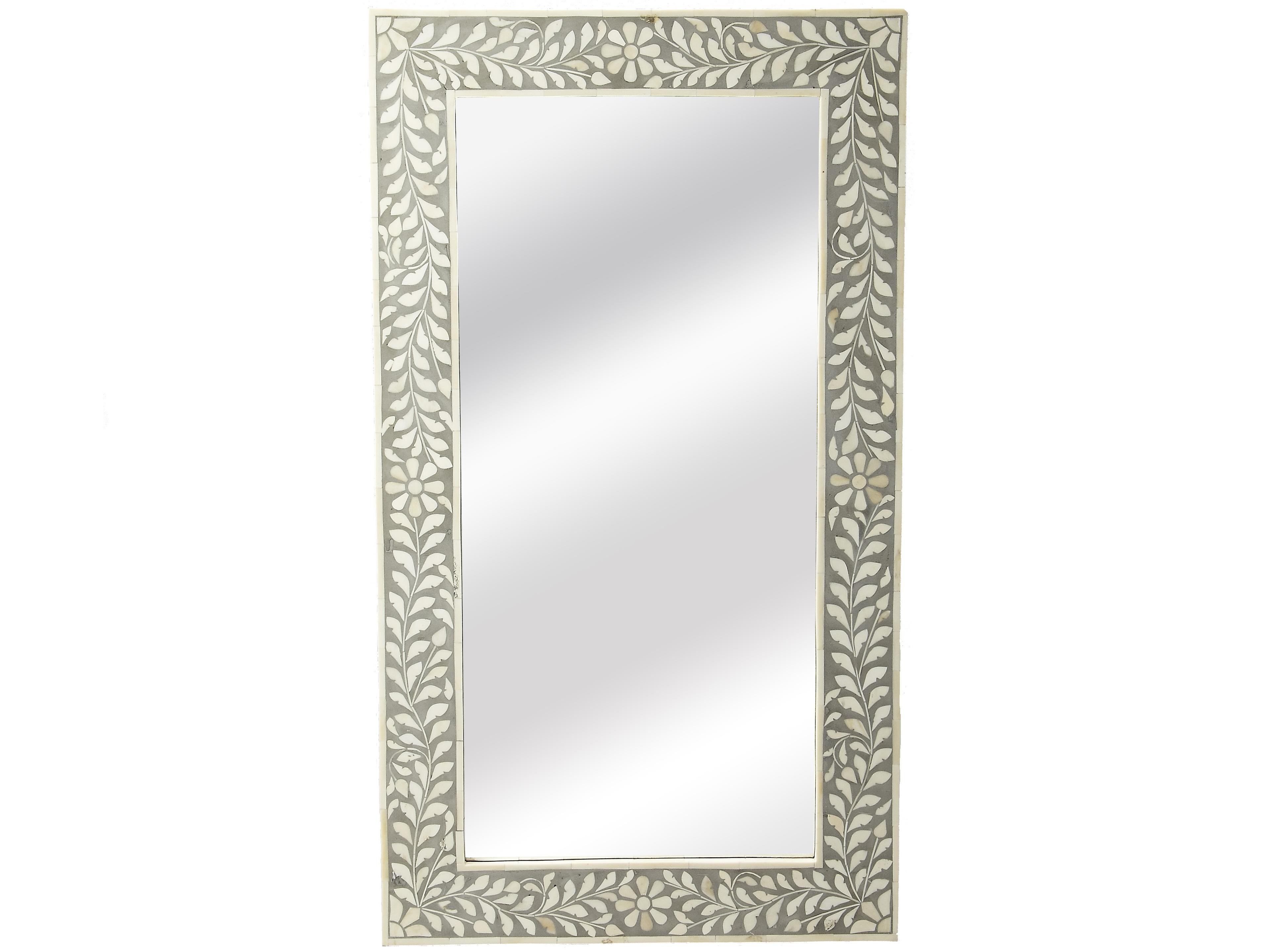 Vivienne Gray Bone Inlay Rectangular Wall Mirror