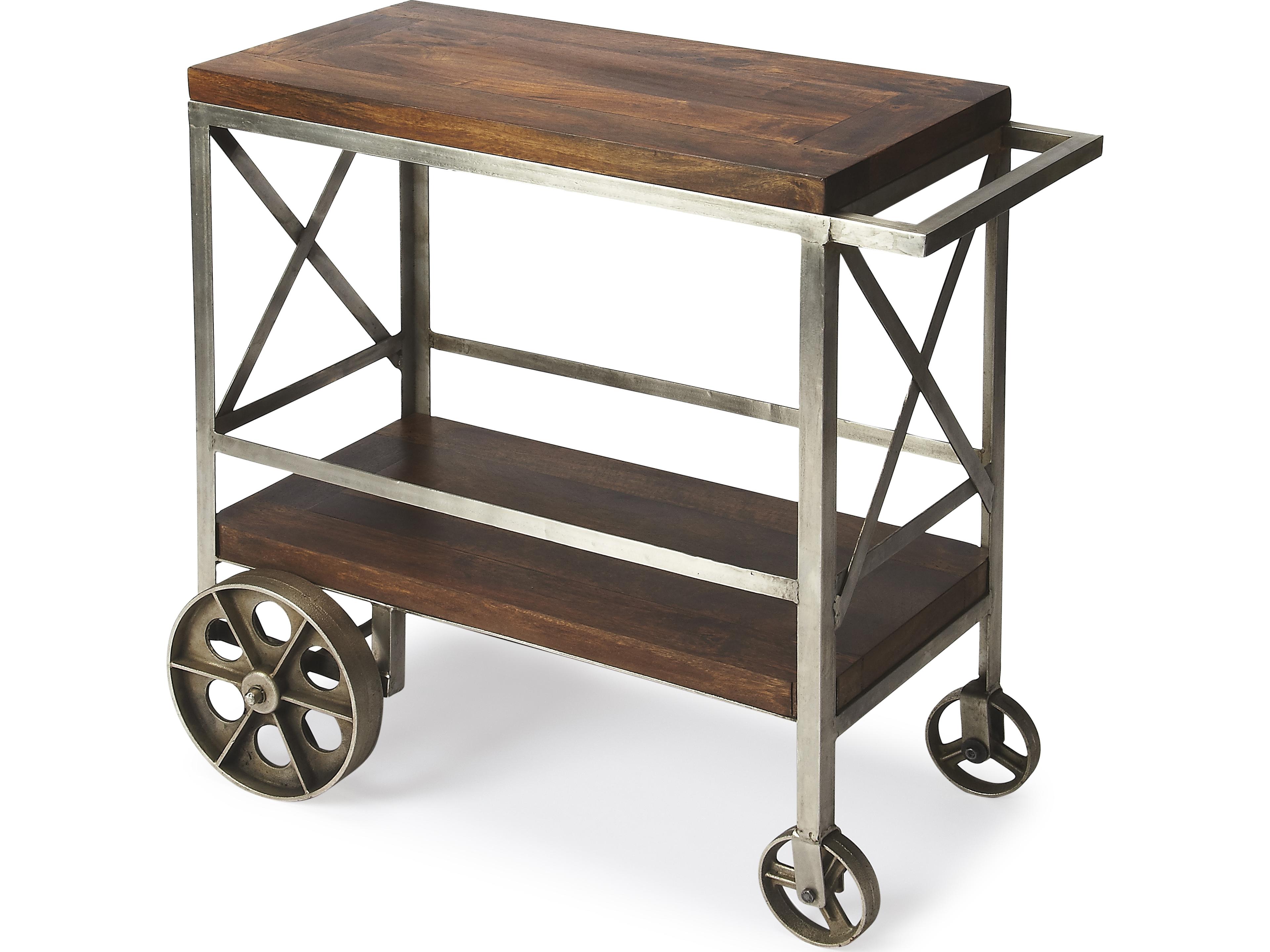 Merrill Wood Brown Industrial Chic Bar Cart