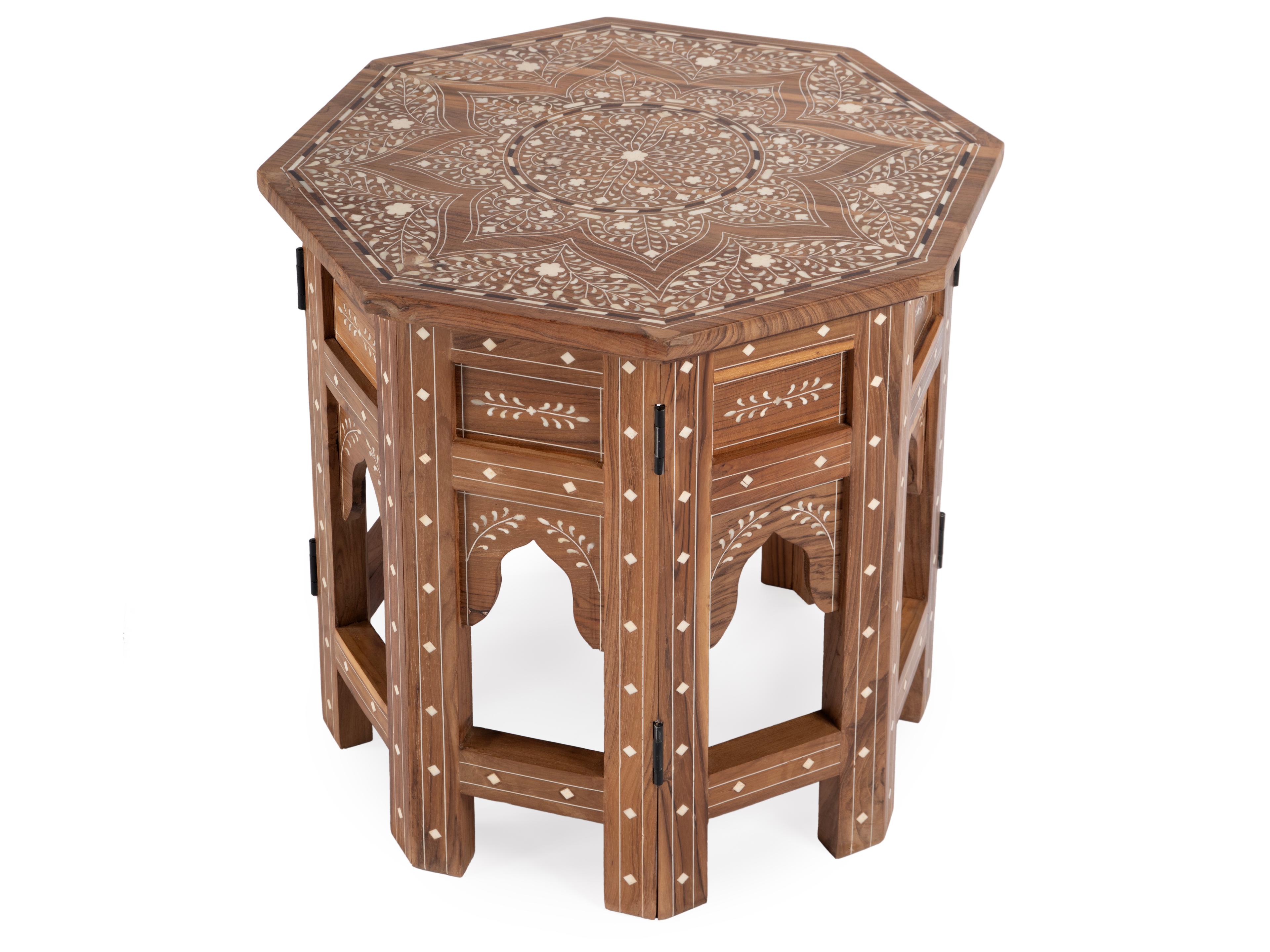 Rashmi Octagon Wood & Bone Inlay End Table