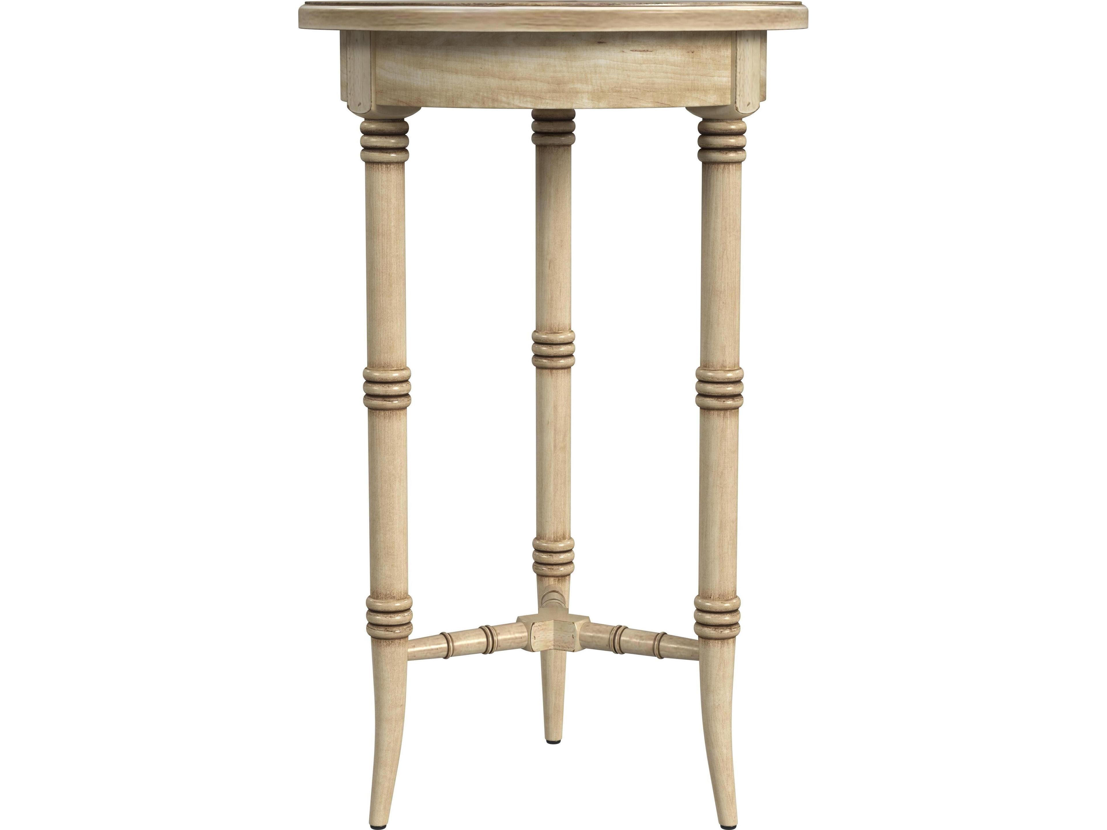 Butler Isla Round Wood Antique Beige End Table