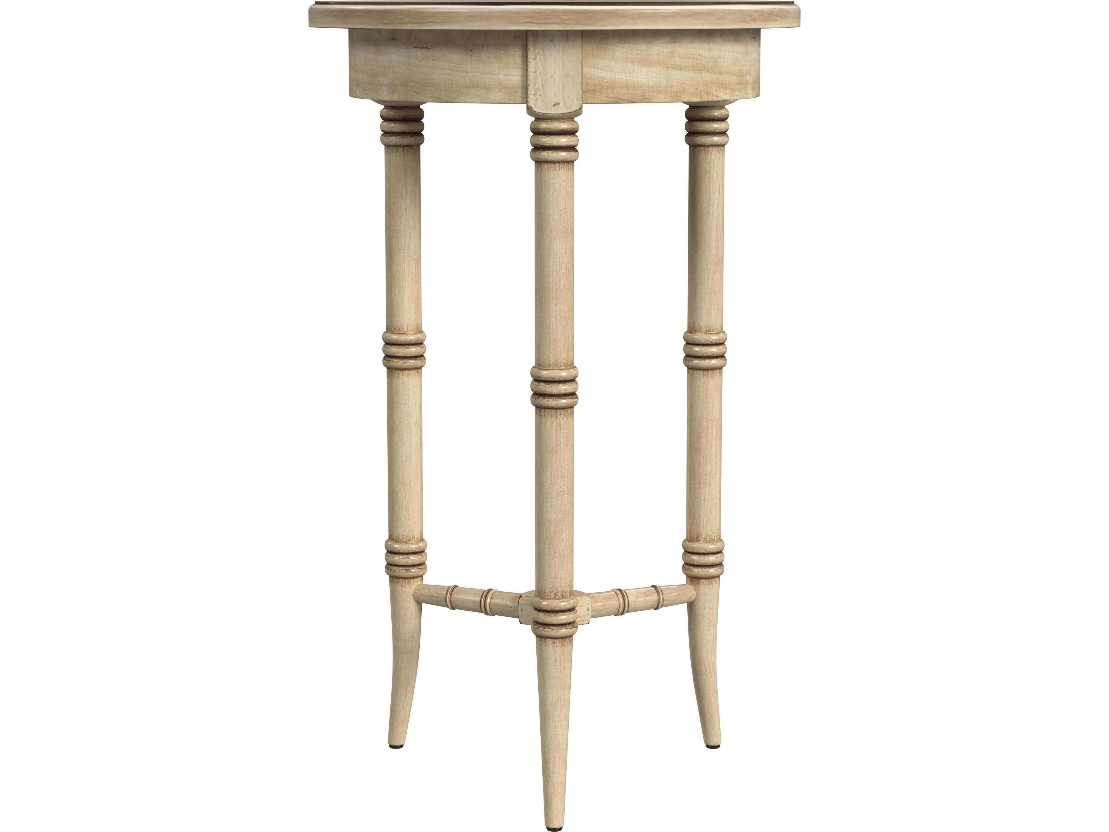 Butler Isla Round Wood Antique Beige End Table
