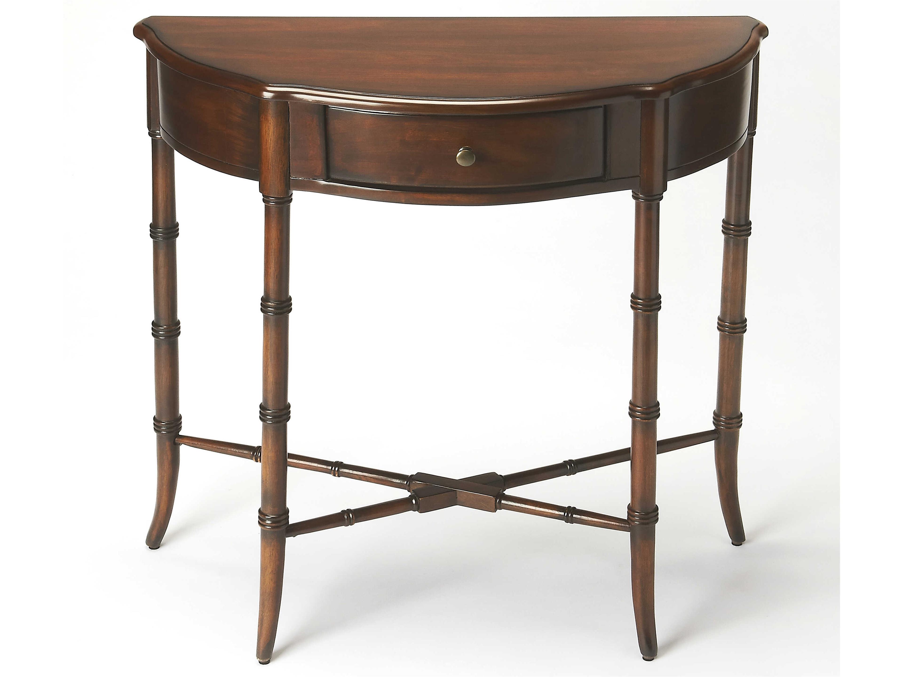Skilling Demilune Wood Cherry Console Table