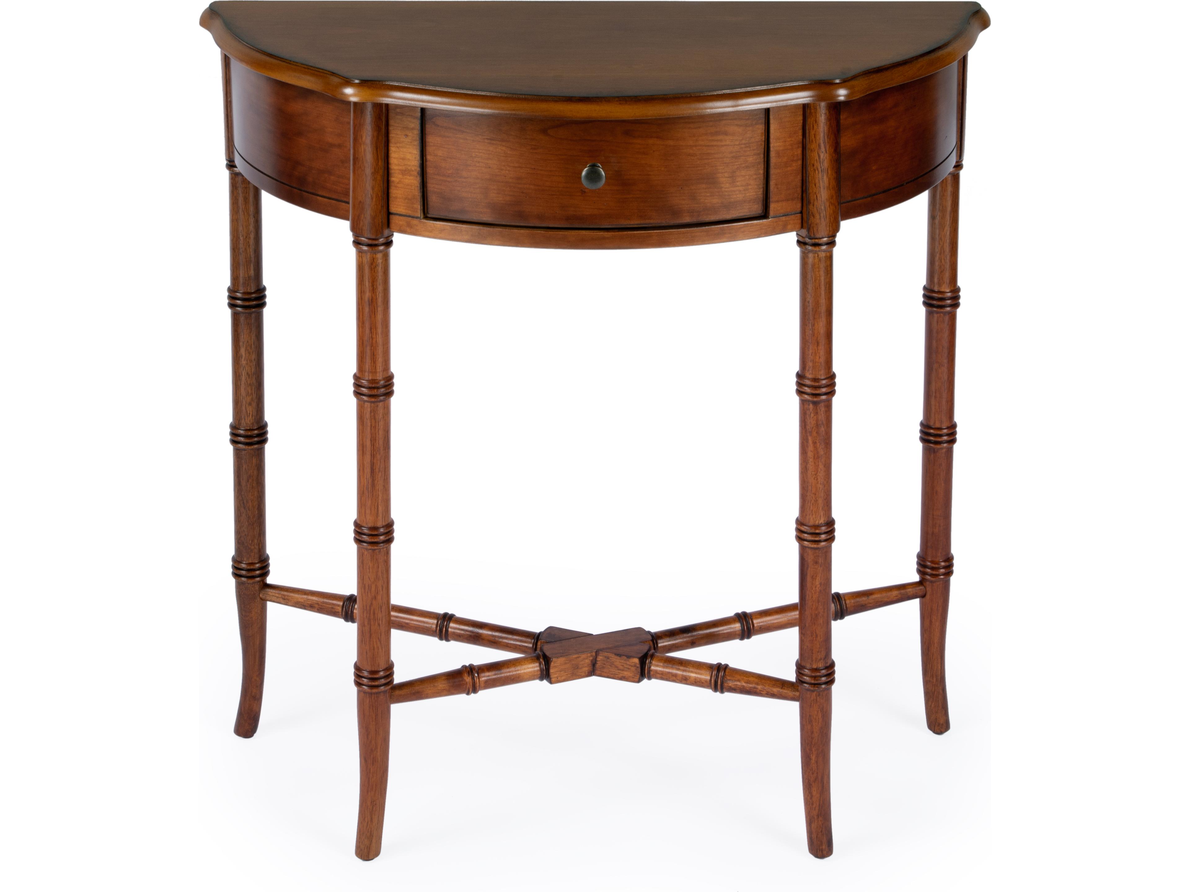 Butler Skilling Demilune Wood Olive Ash Console Table