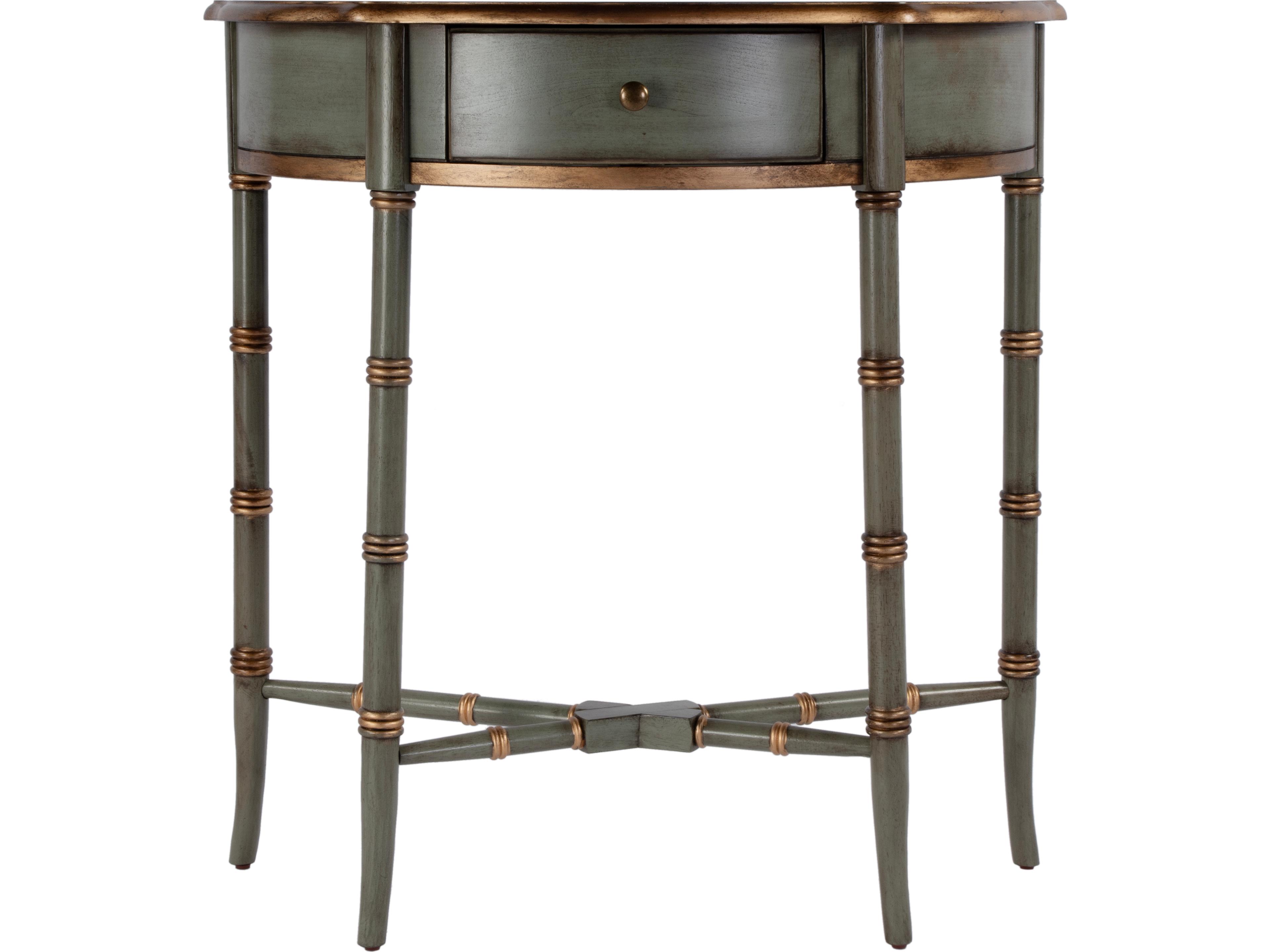 Butler Skilling Demilune Wood Royal Pastel Green Console Table