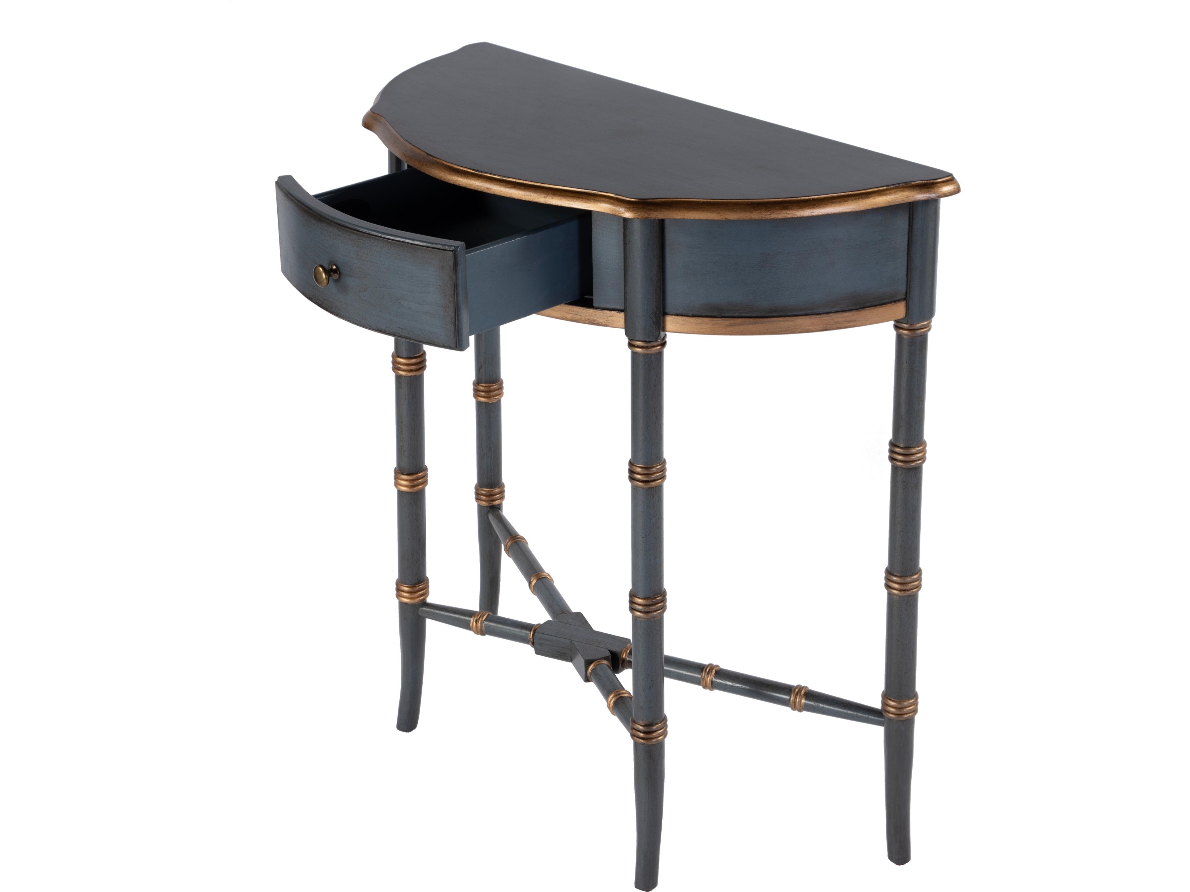 Butler Skilling Demilune Wood Royal Pastel Blue Console Table