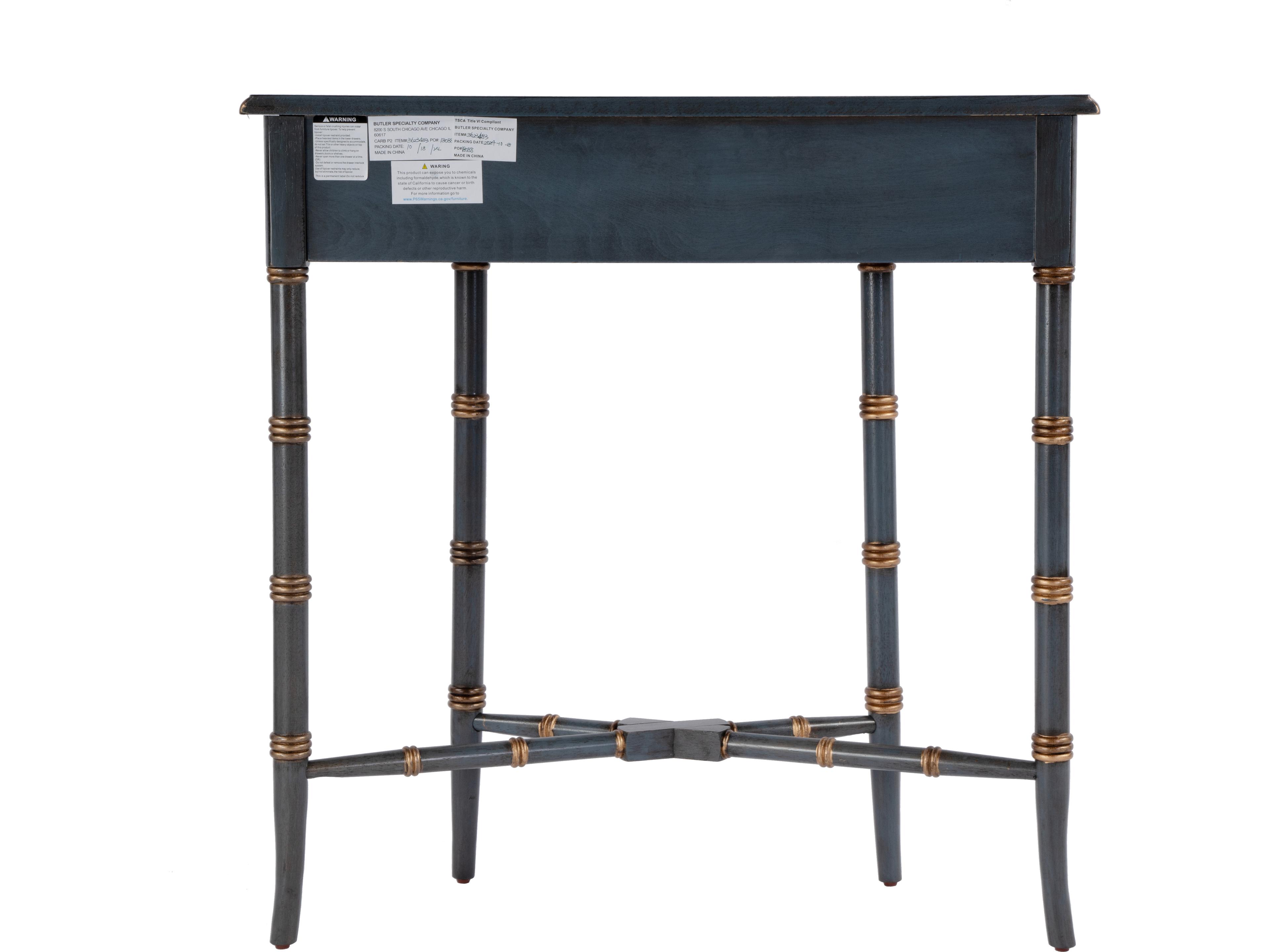 Butler Skilling Demilune Wood Royal Pastel Blue Console Table