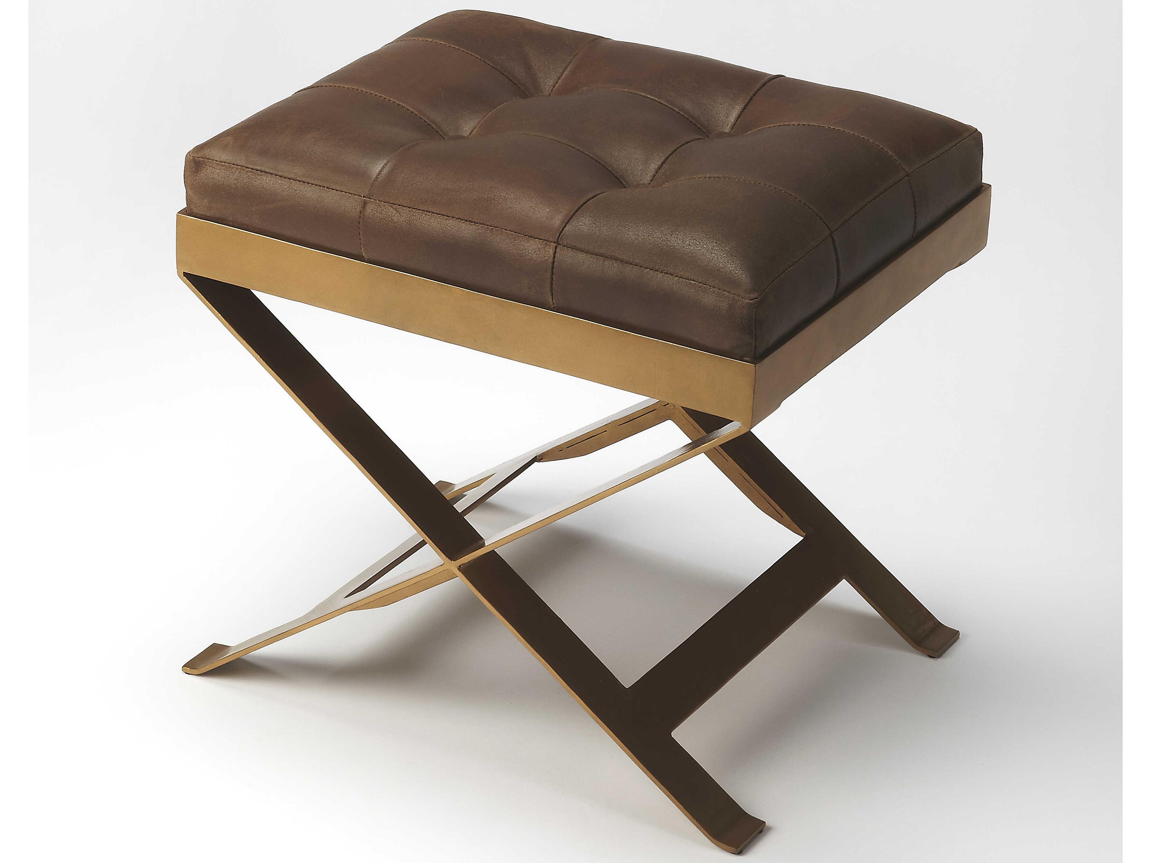 Rodrigo Brown Leather Accent Stool