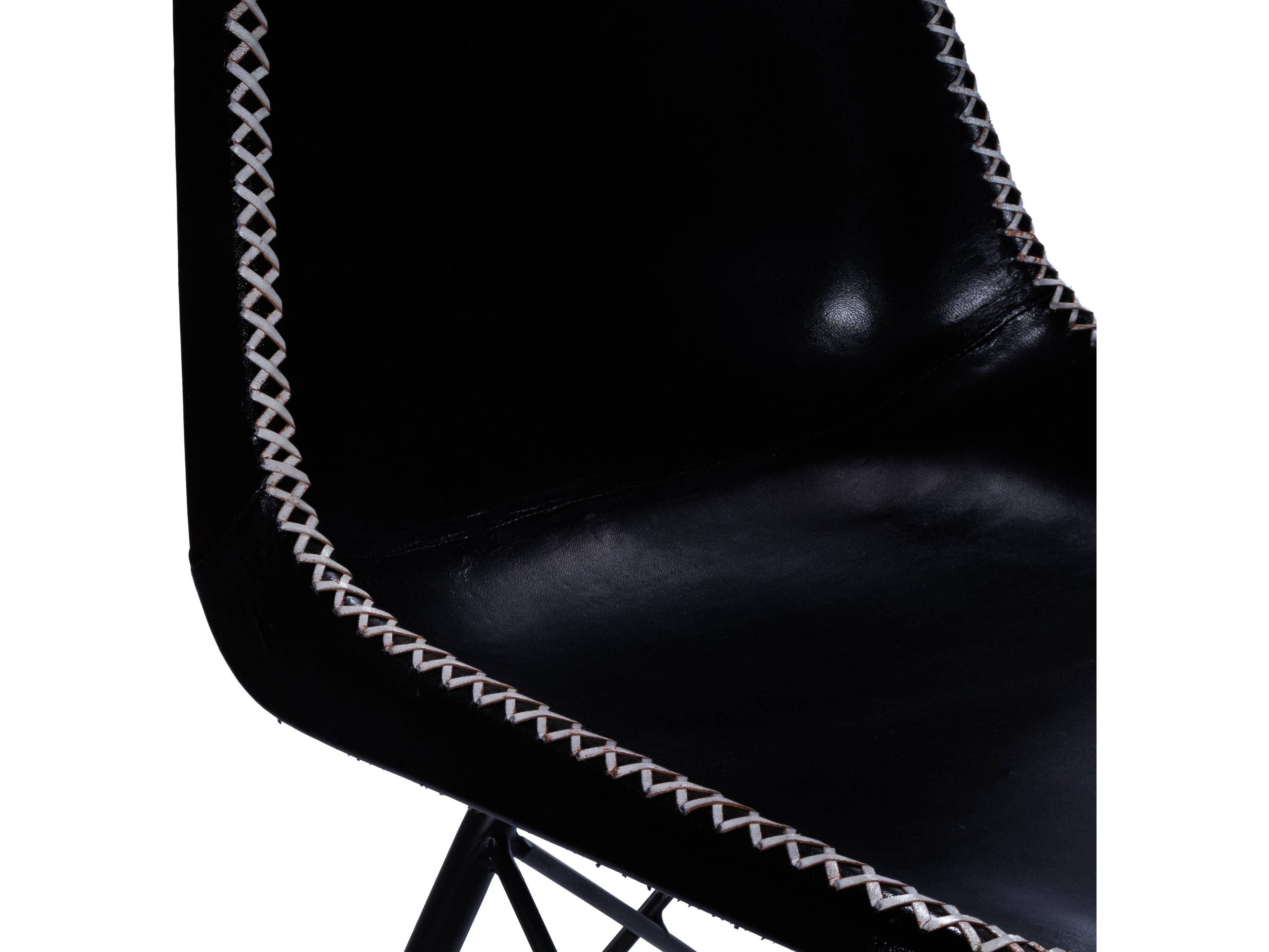 Butler Inland Black Leather Armless Dining Chair