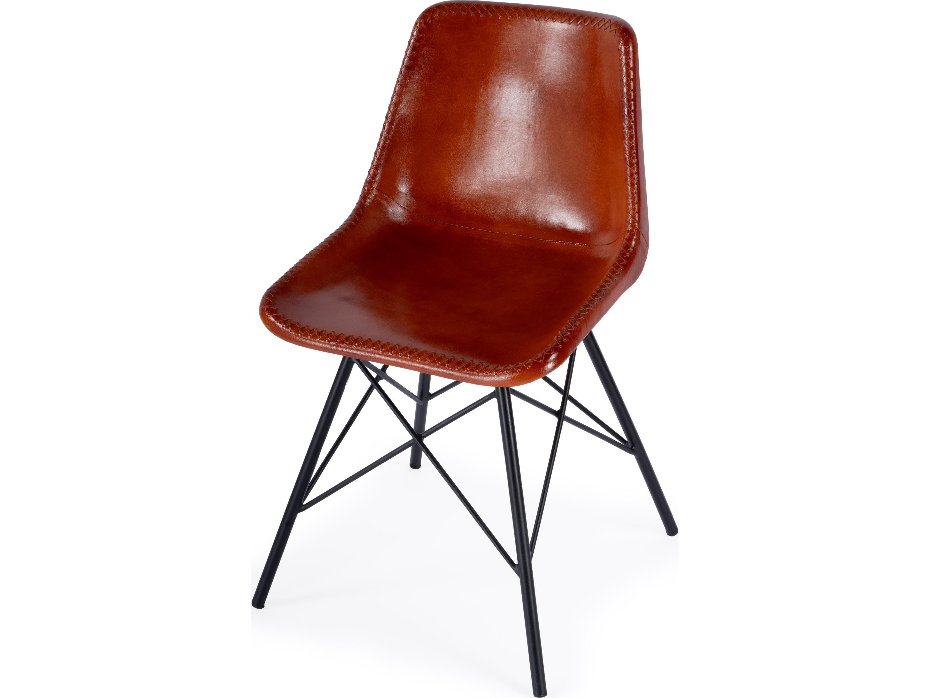 Inland Brown Leather Armless Dining Chair