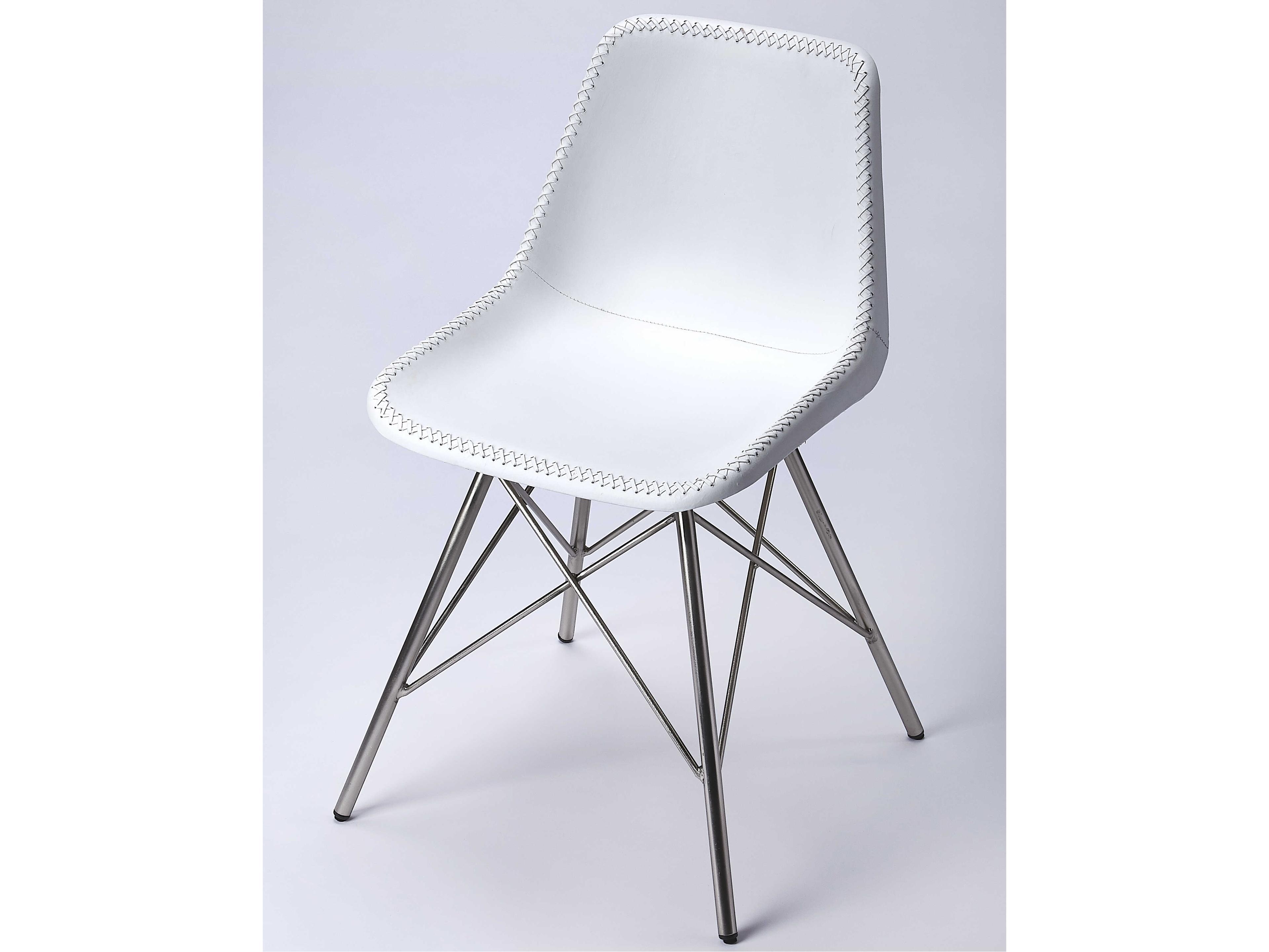 Inland White Leather Armless Dining Chair