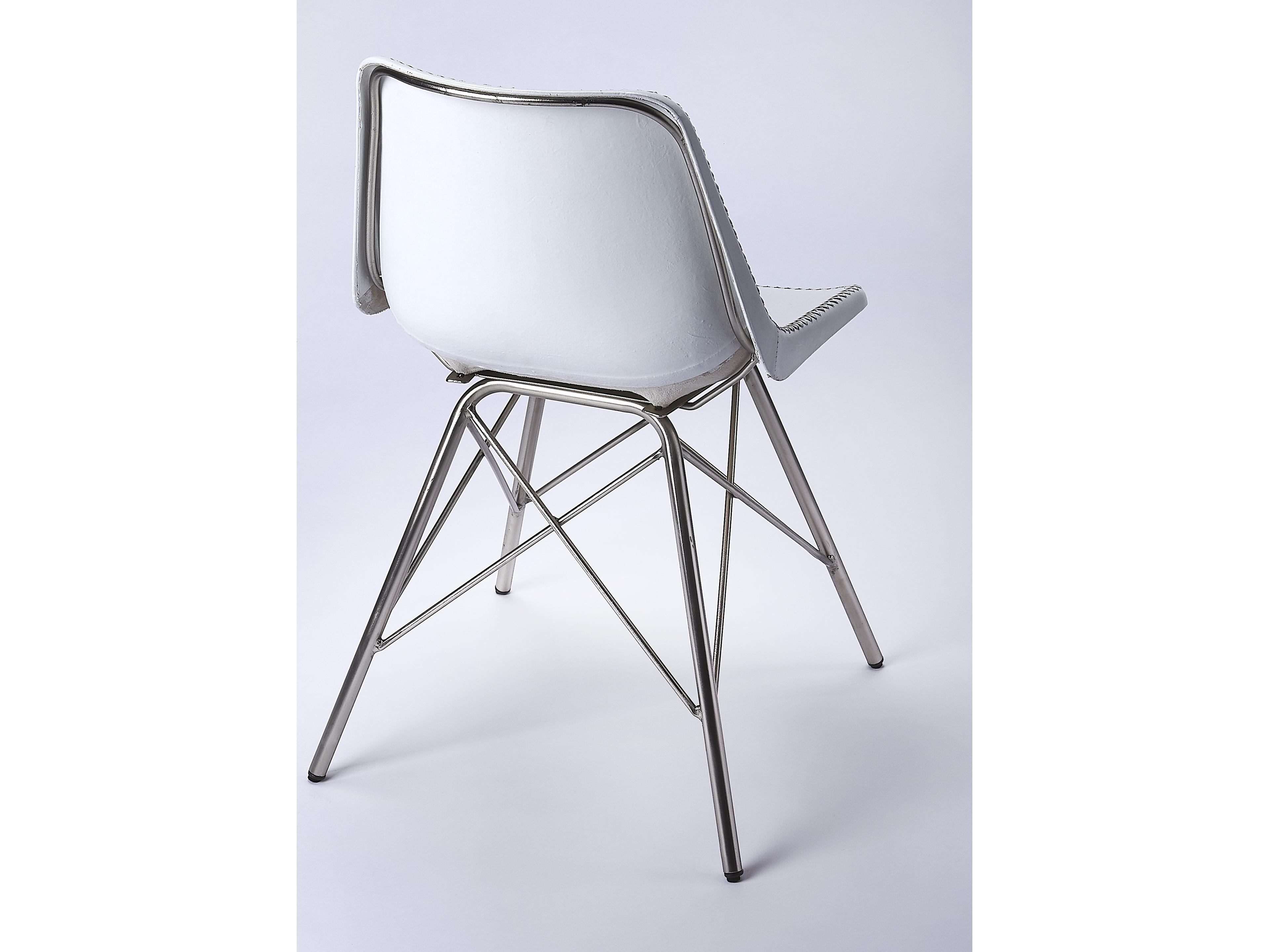 Butler Inland White Leather Armless Dining Chair