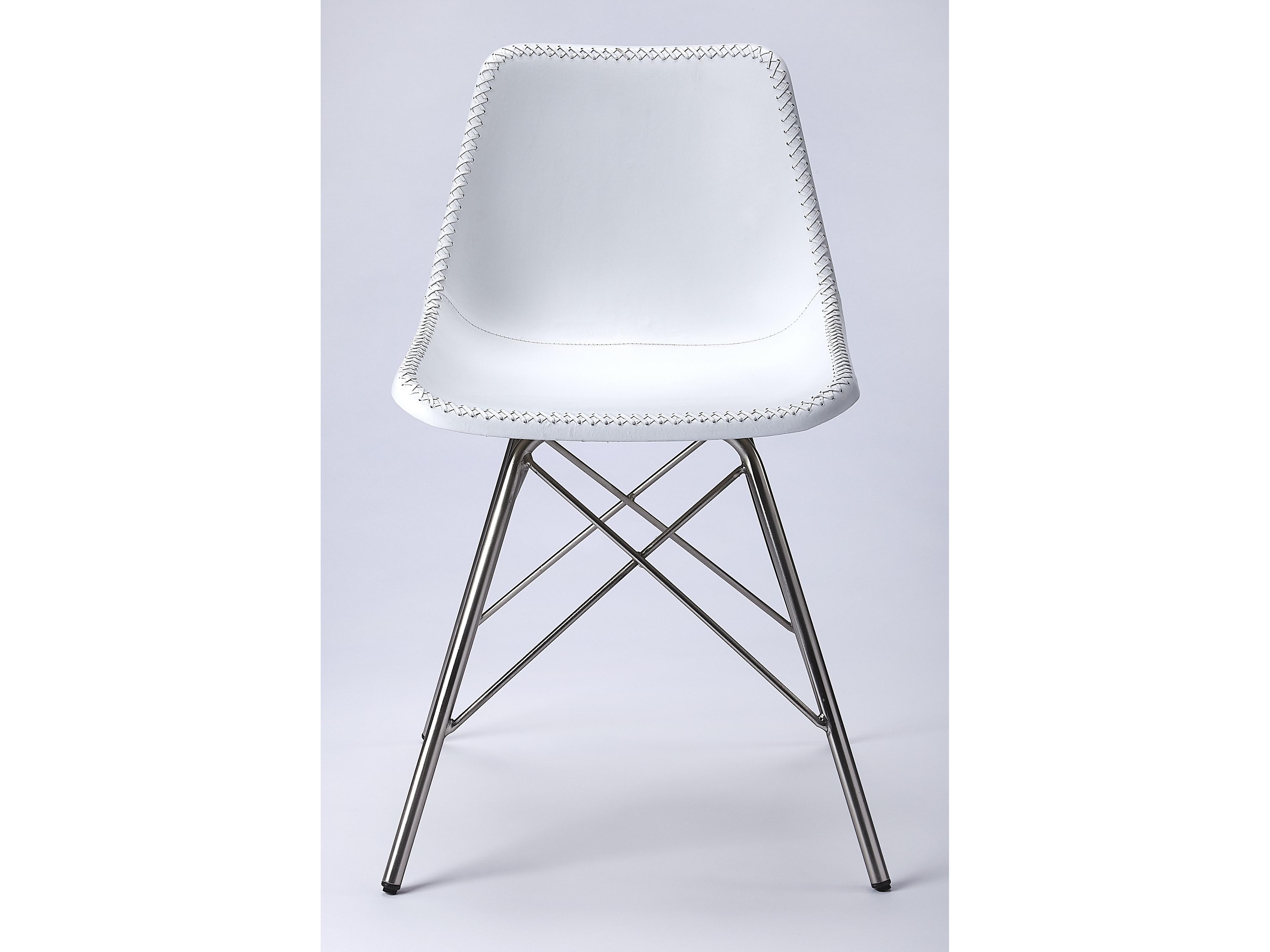 Butler Inland White Leather Armless Dining Chair