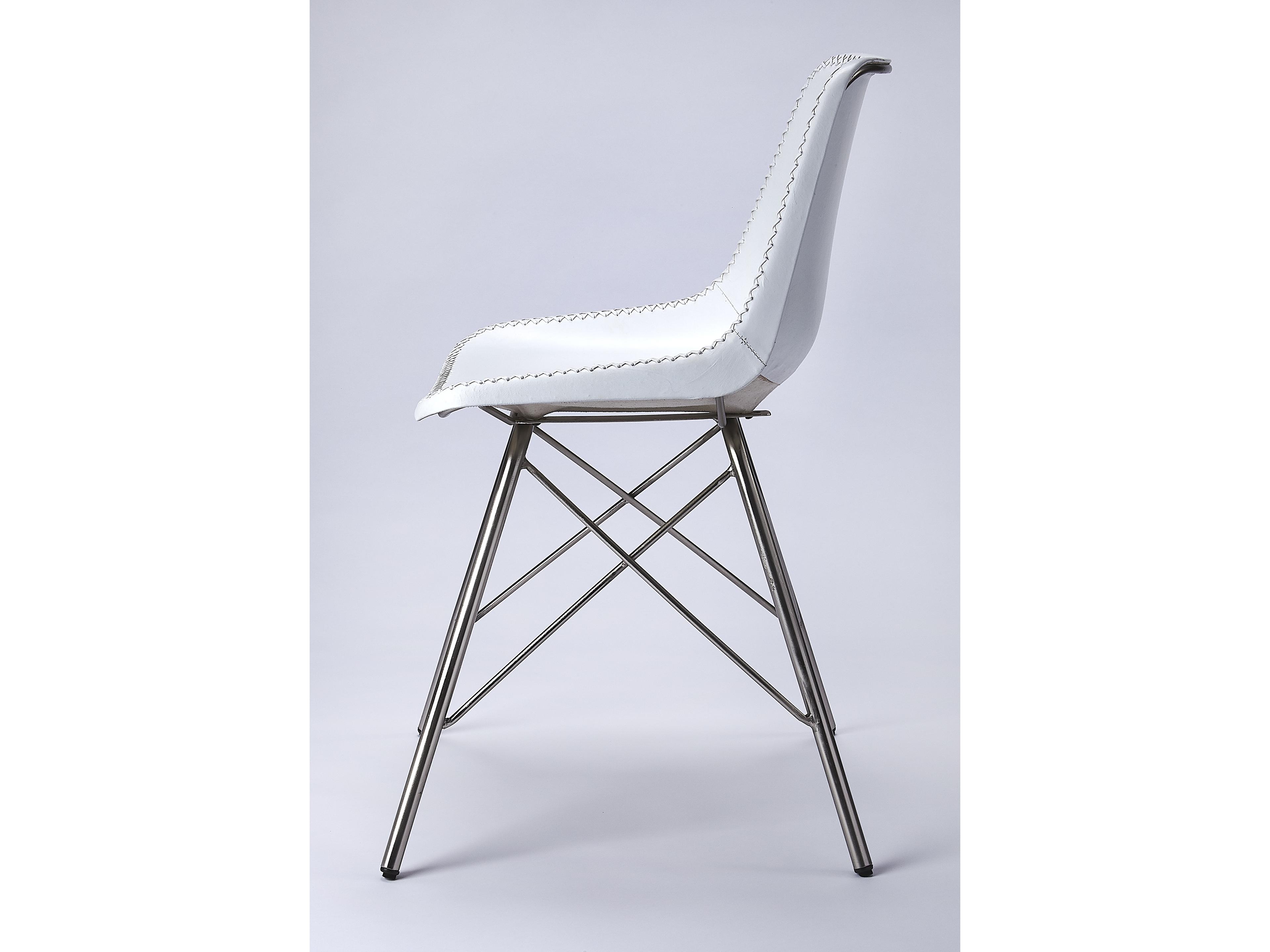 Butler Inland White Leather Armless Dining Chair