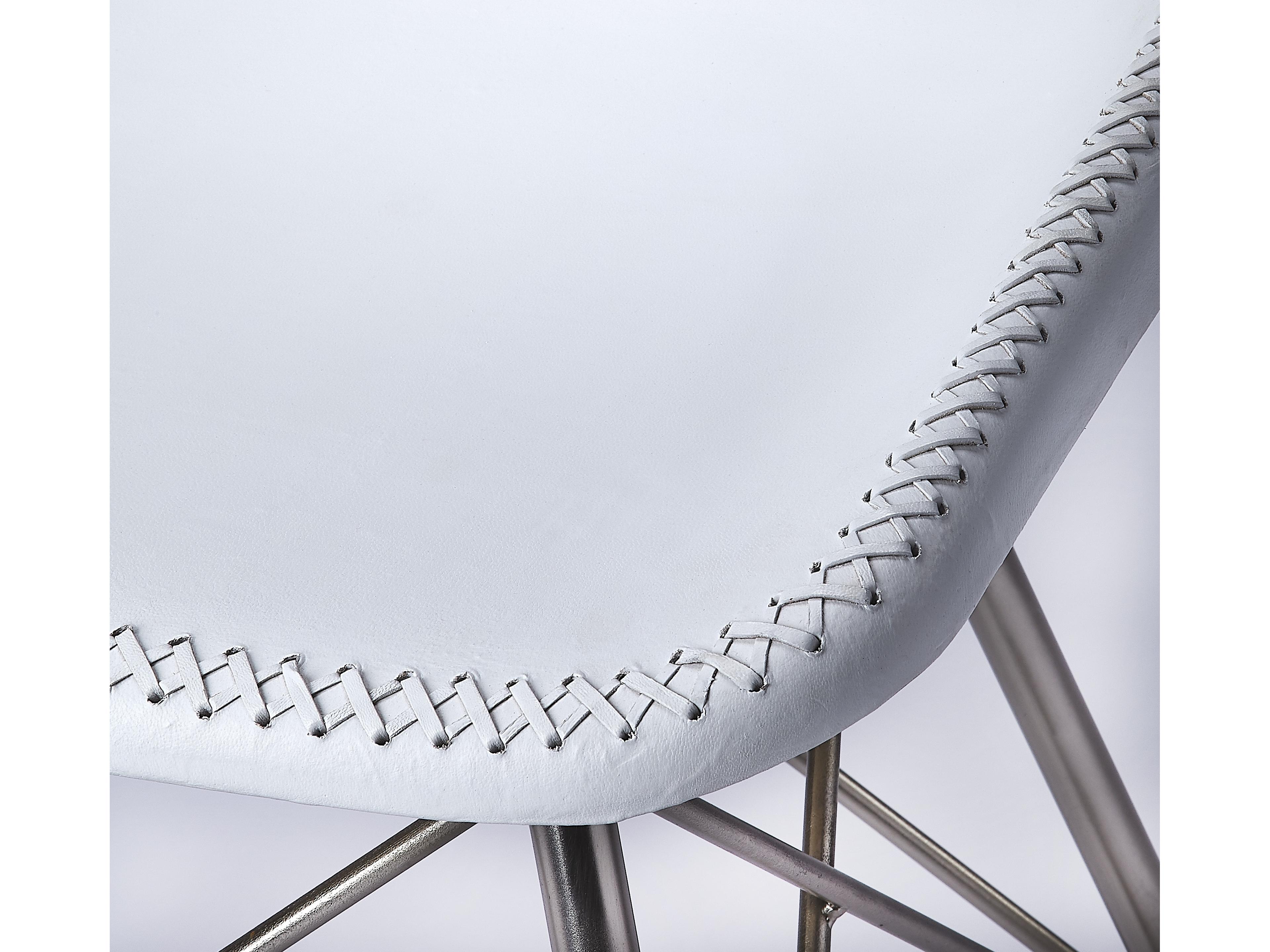 Butler Inland White Leather Armless Dining Chair