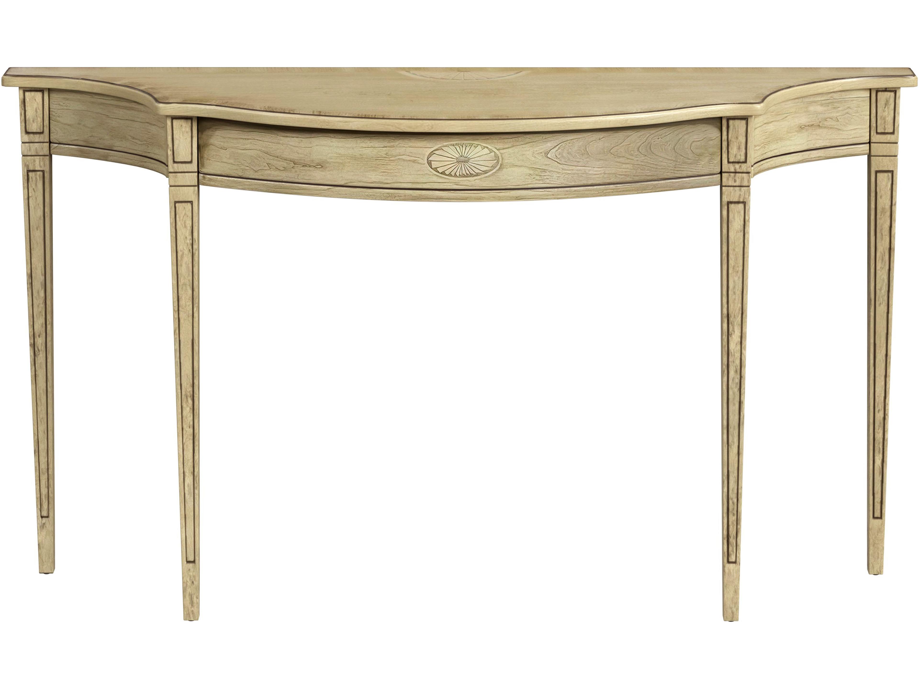 Chester Demilune Wood Antique Beige Console Table