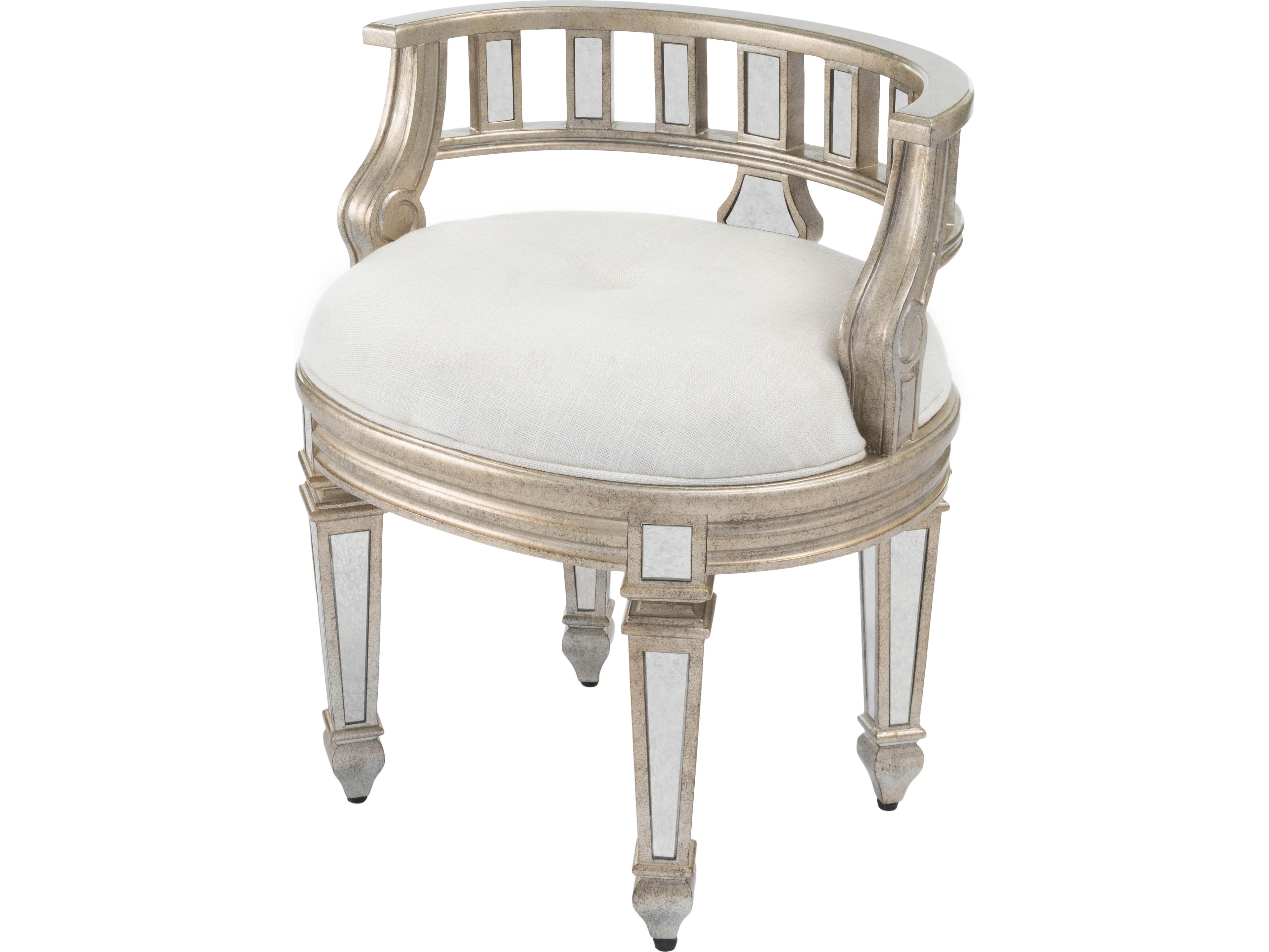 Rebecca Mirror Silver Upholstered Vanity Stool