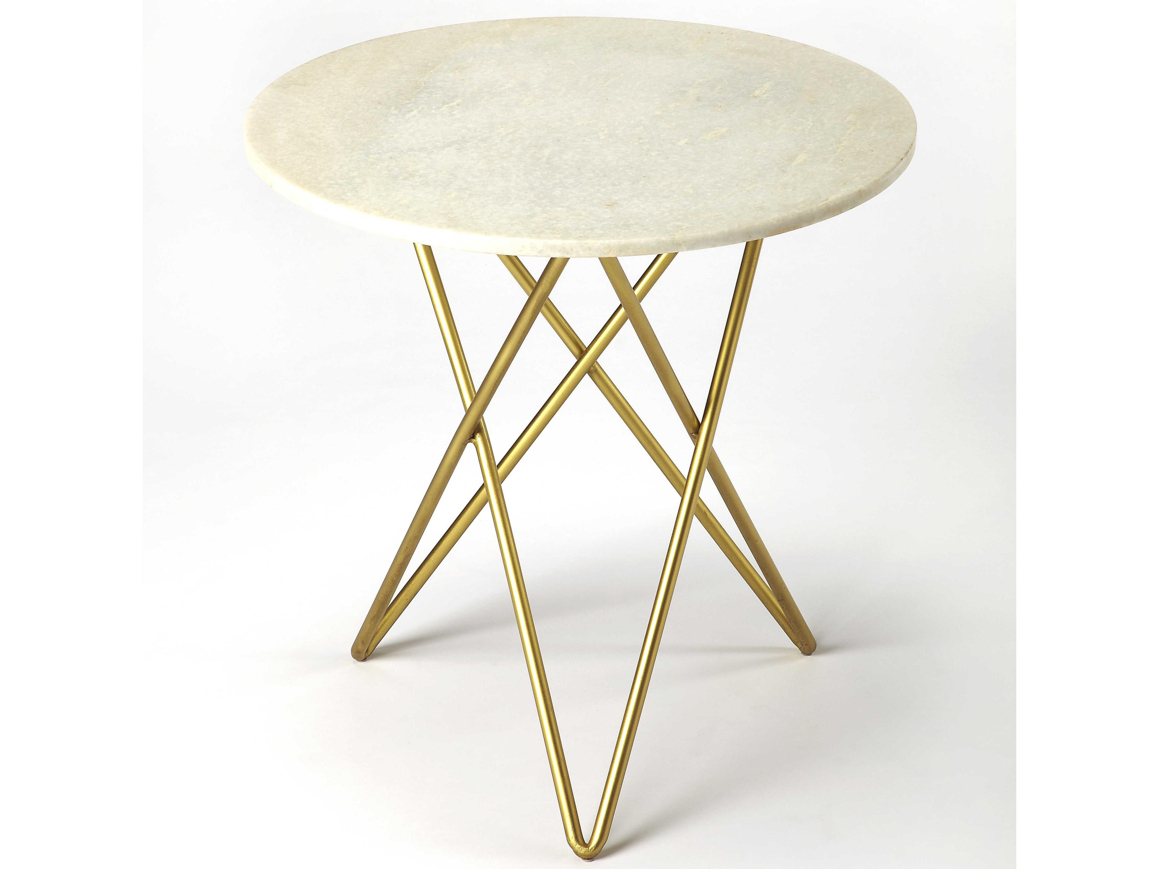 Quantum Round Marble & Metal End Table