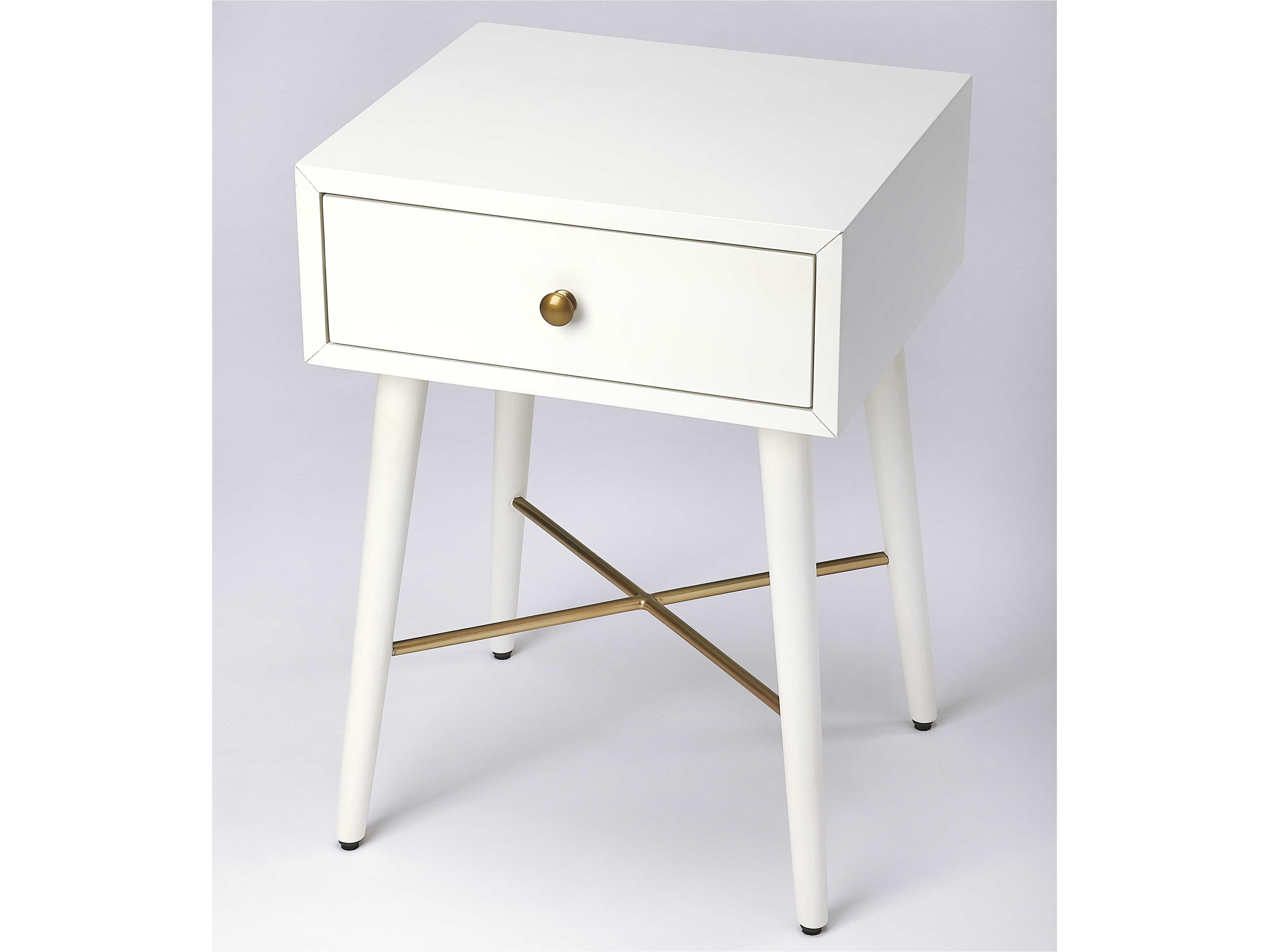 Delridge Rectangular Wood White End Table