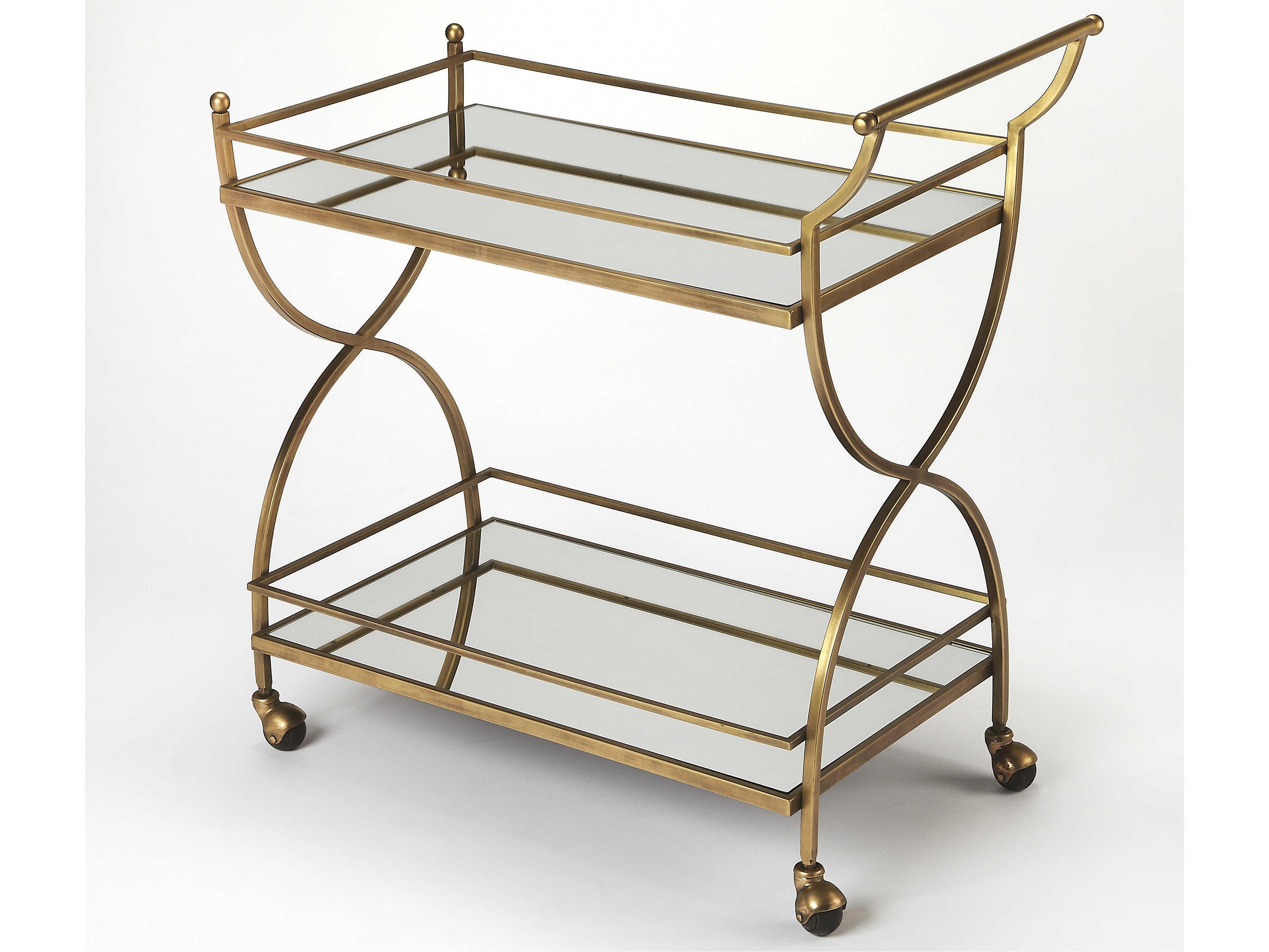 Graci Glass Antique Gold Bar Cart