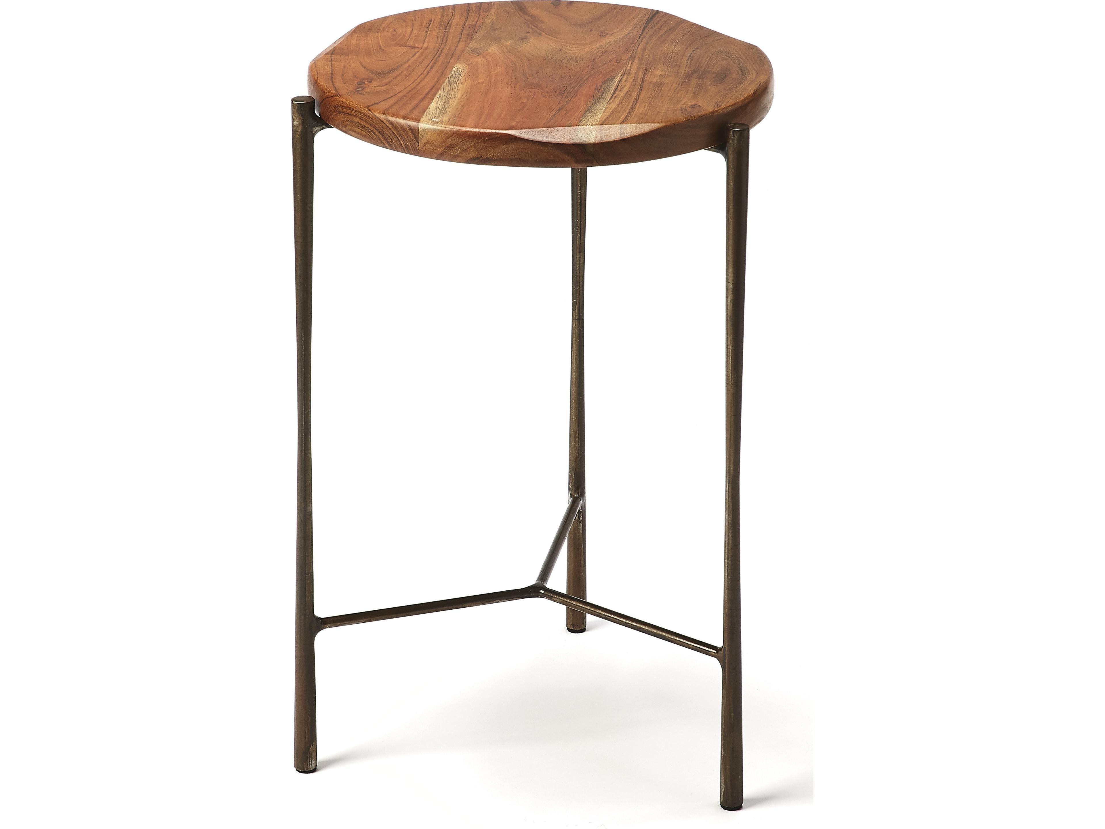 Butler Brisbane Round Wood Industrial Chic End Table