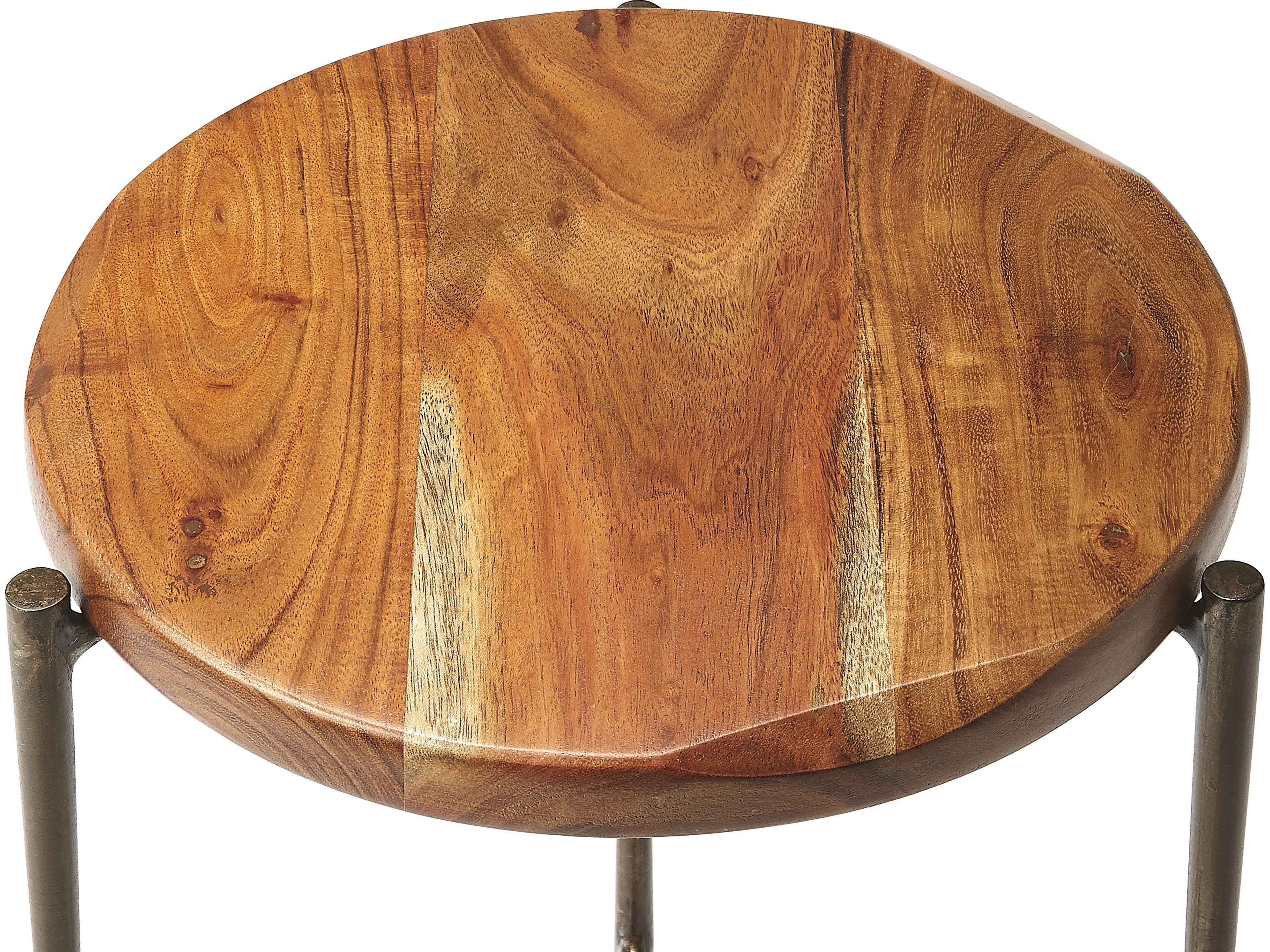 Butler Brisbane Round Wood Industrial Chic End Table