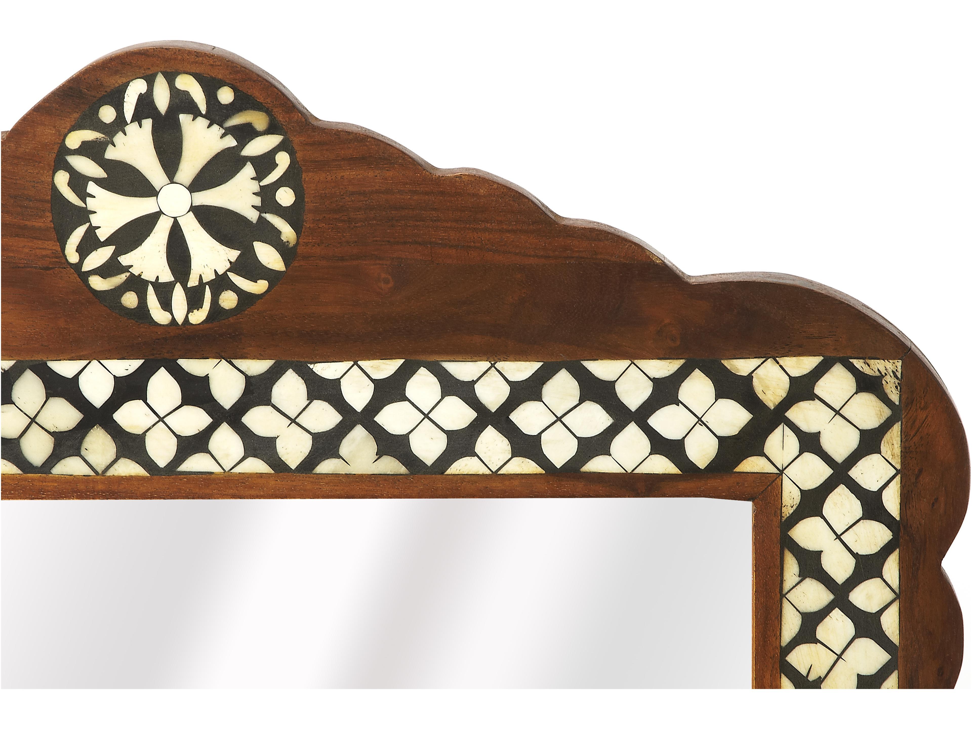 Butler Gabby Wood & Bone Inlay Rectangular Wall Mirror