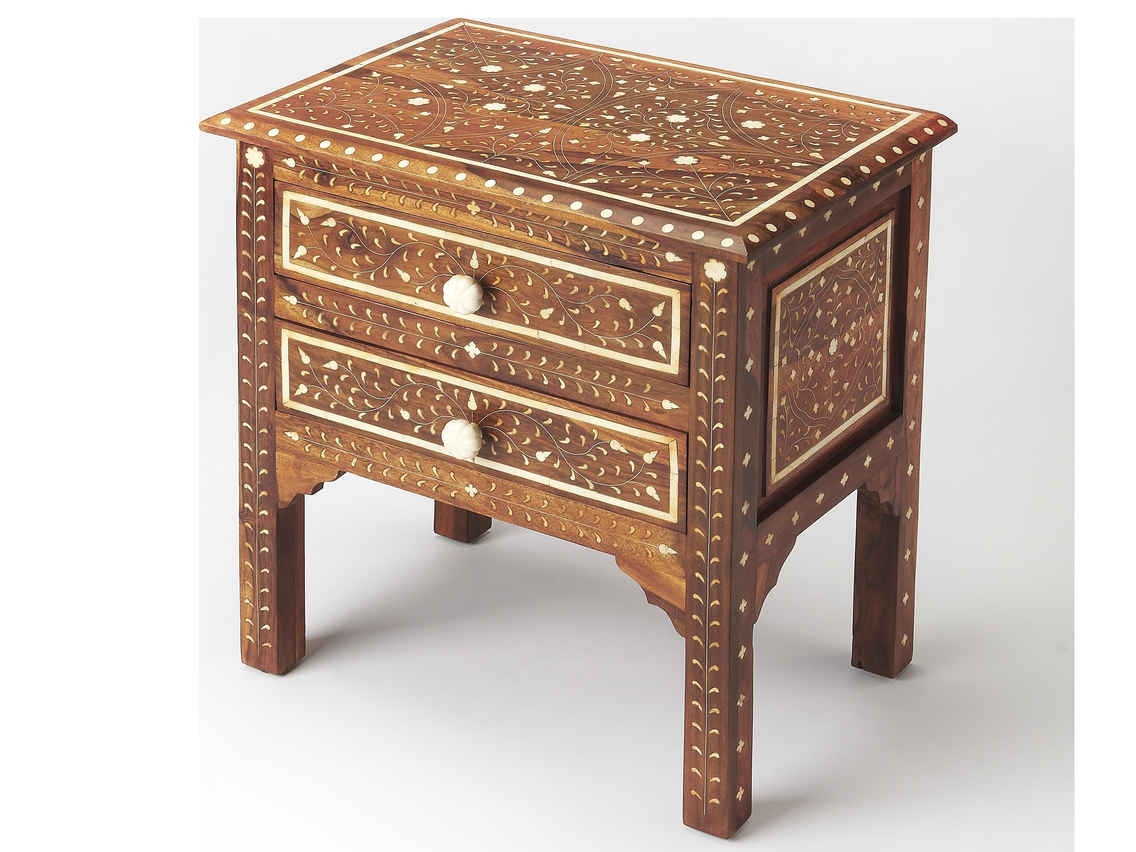 Chevrier Wood & Bone Inlay Brown Accent Chest