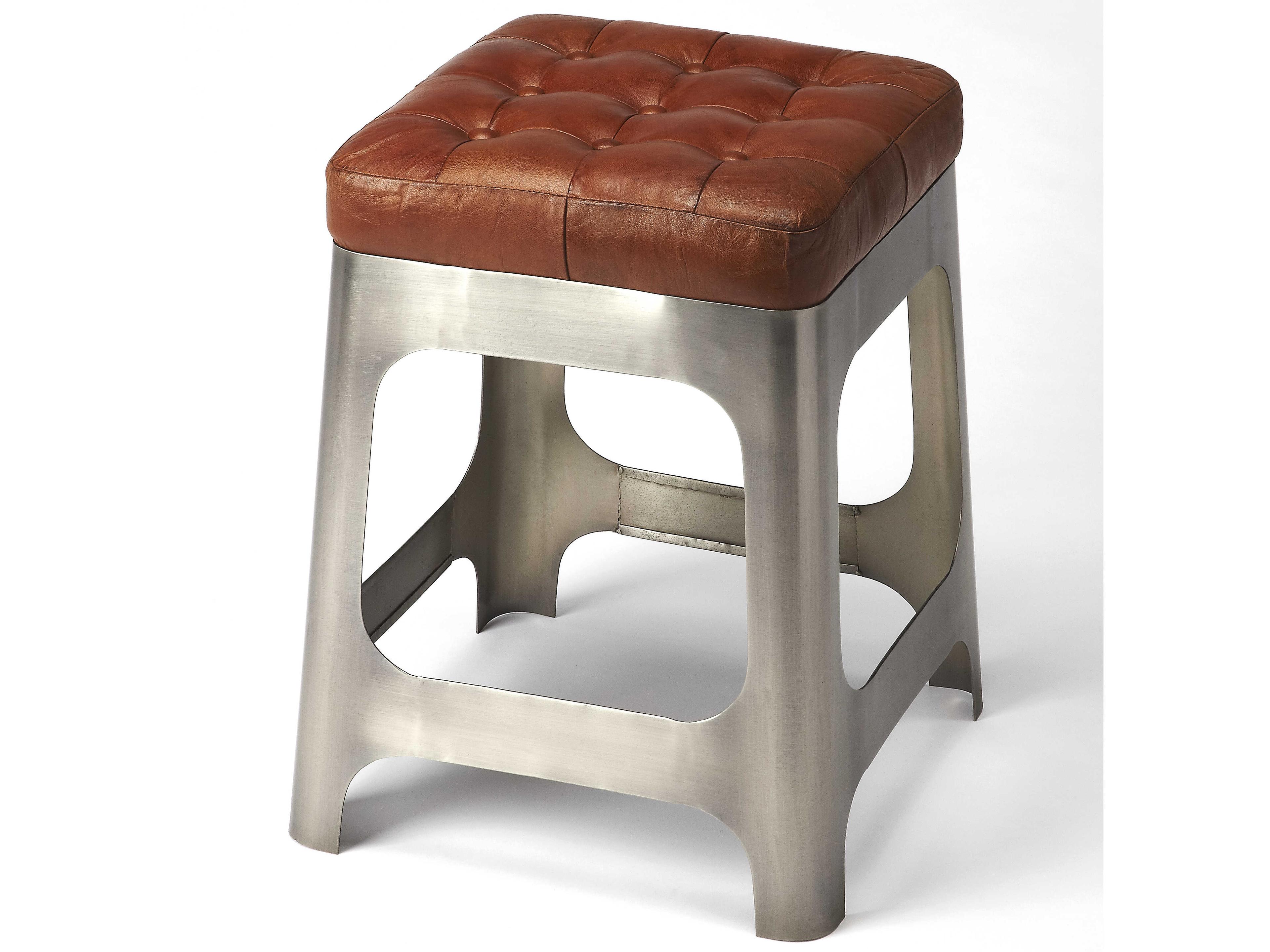 Gerald Brown Leather Counter Stool