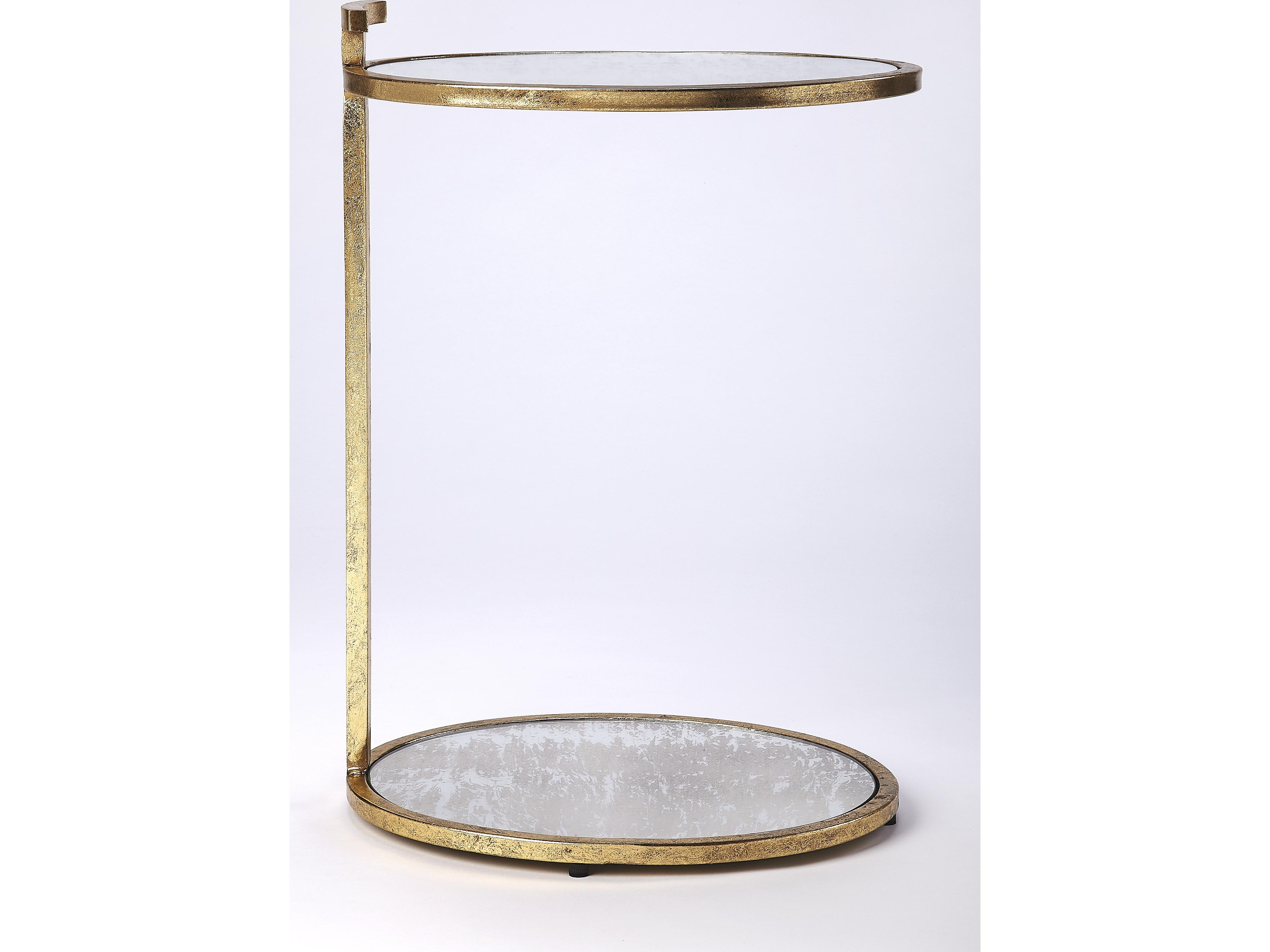 Butler Ciro Oval Mirror Antique Gold Leaf End Table