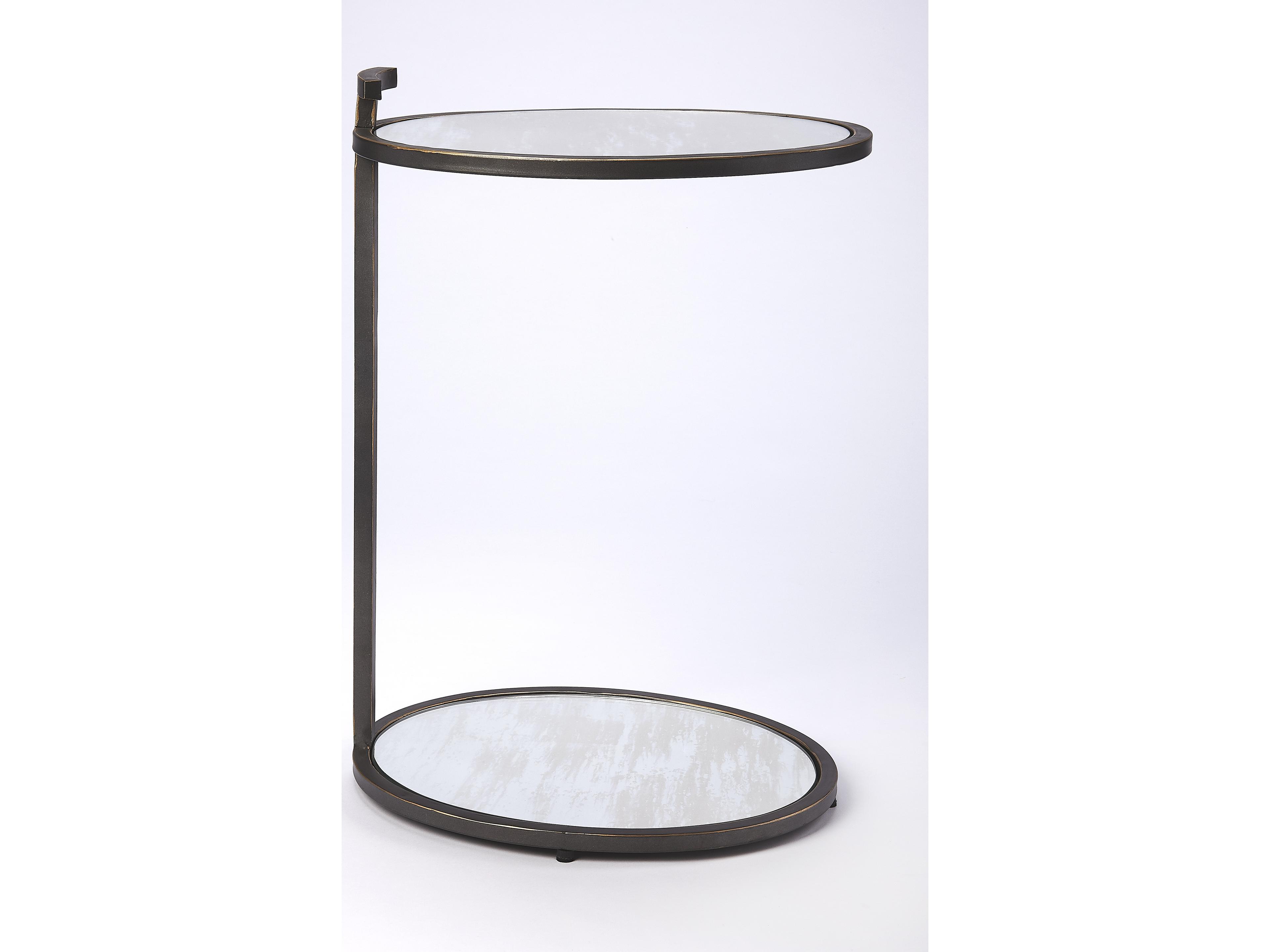 Butler Ciro Oval Mirror Blackened Gold End Table