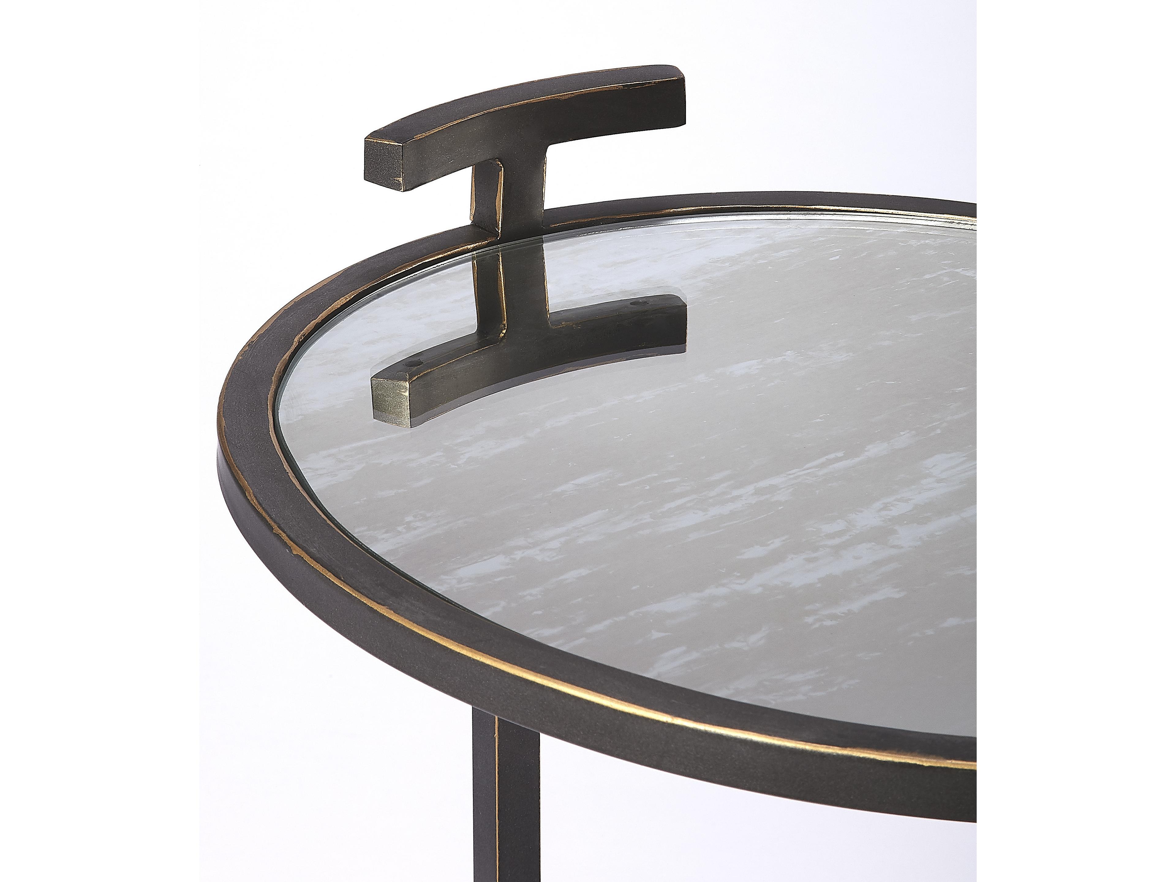 Butler Ciro Oval Mirror Blackened Gold End Table