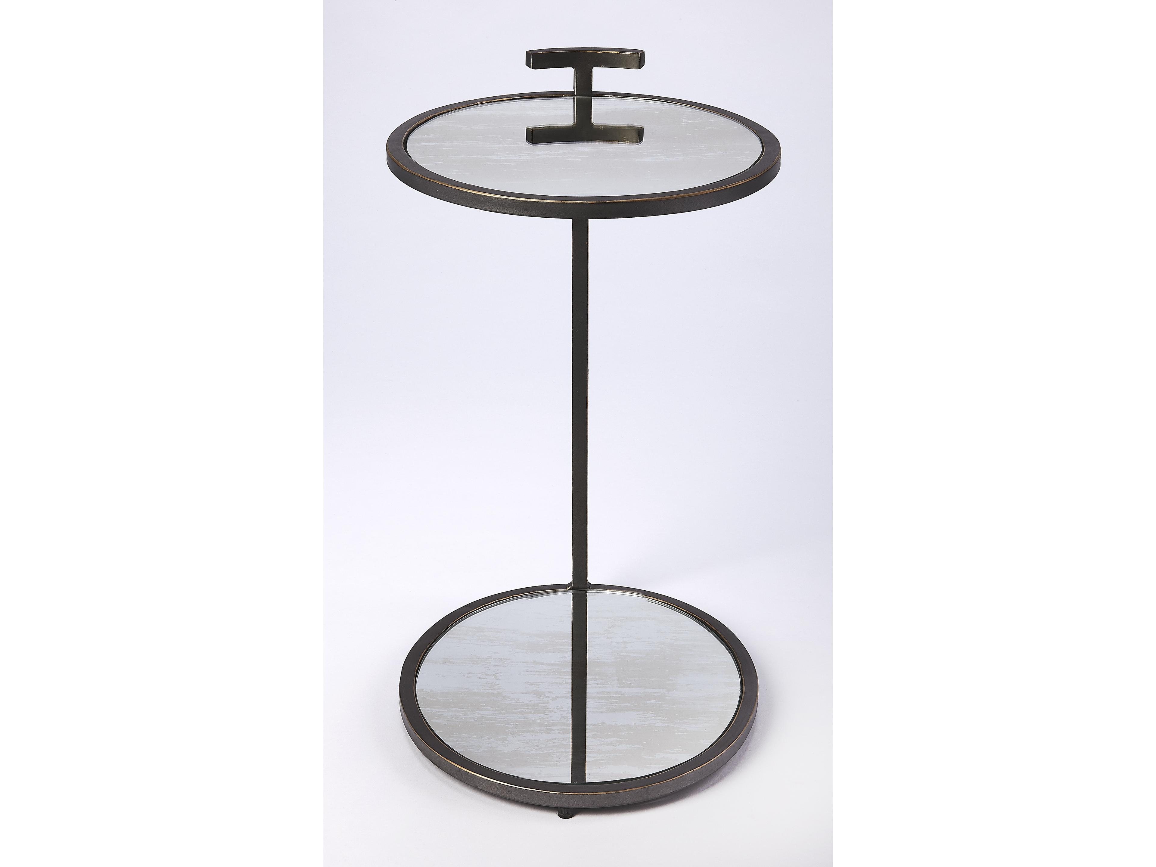 Butler Ciro Oval Mirror Blackened Gold End Table