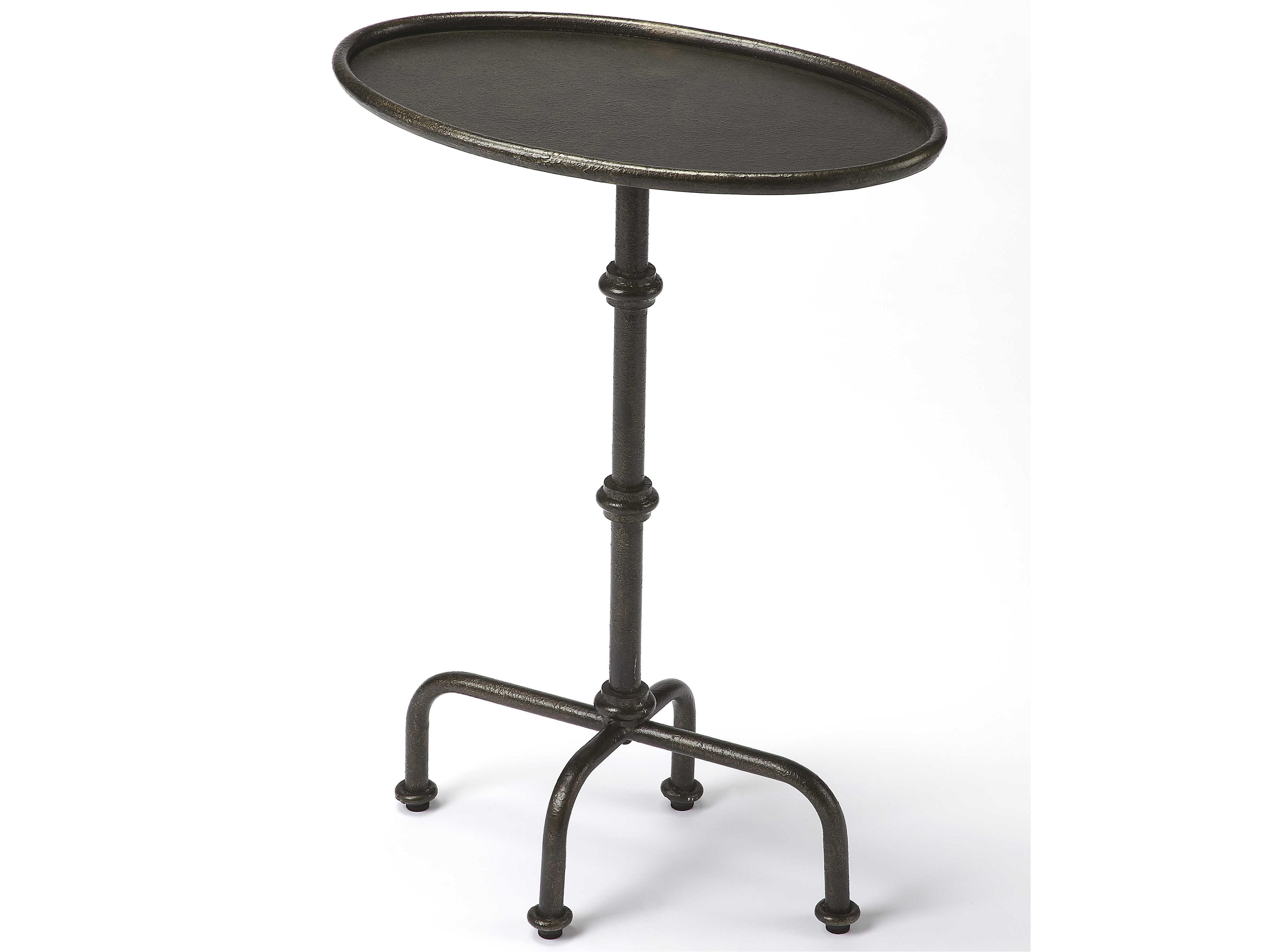 Kira Oval Metal Brushed Pewter End Table