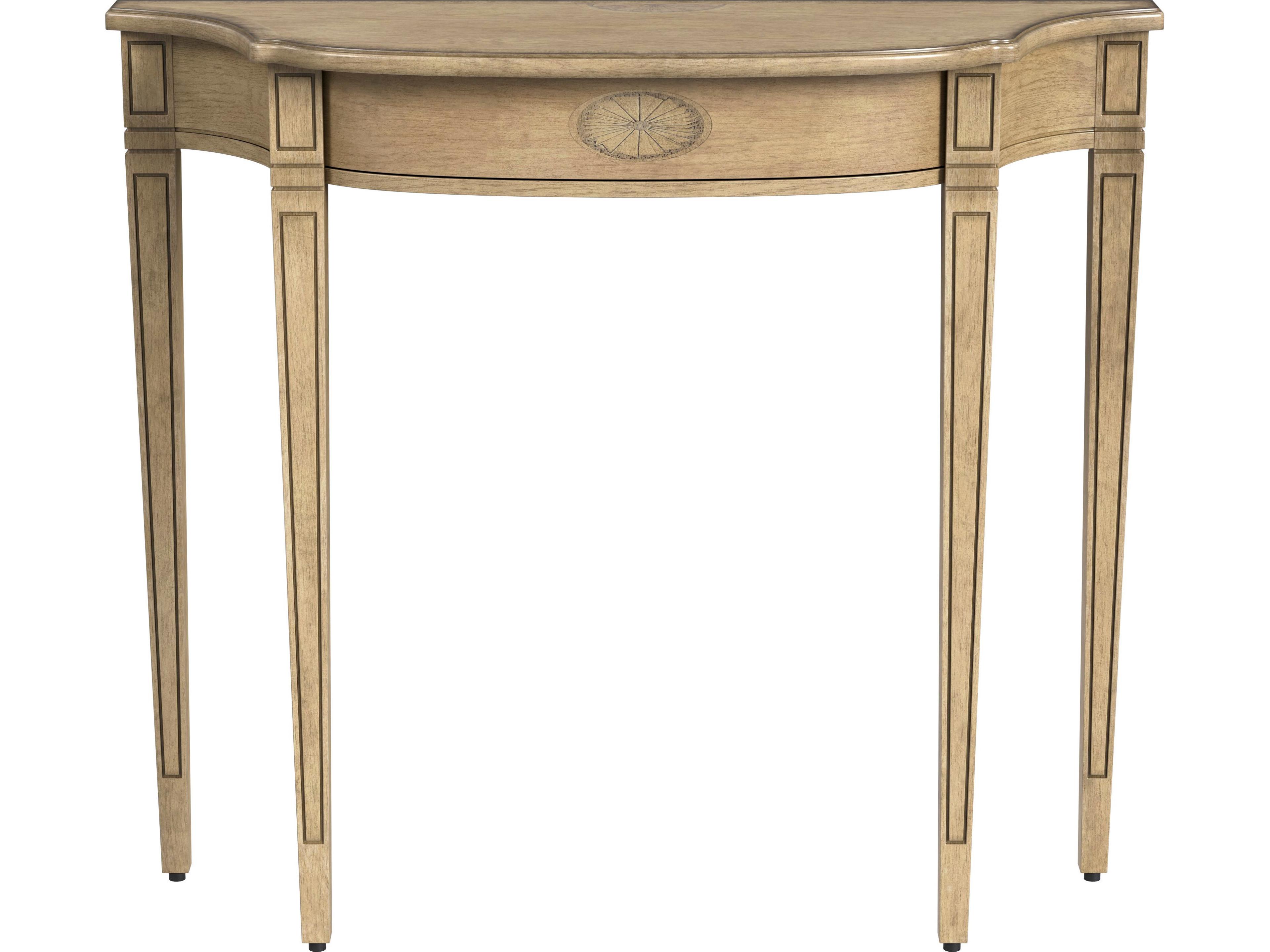 Chester Demilune Wood Antique Beige Console Table